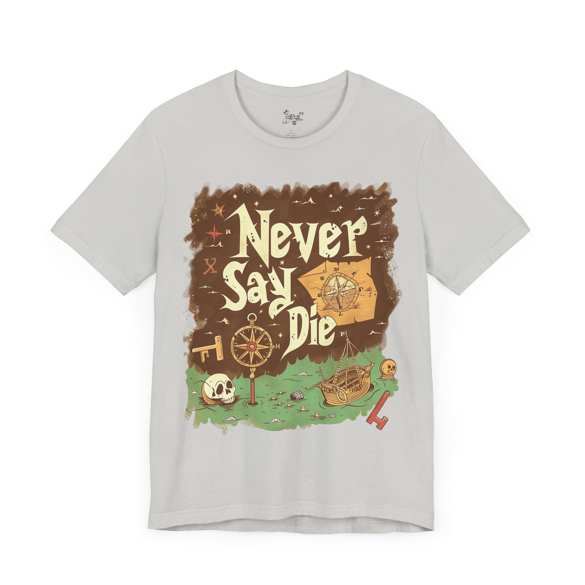 Never Say Die Goonies Inspired Treasure Hunt Shirt Pirate Map Graphic Tee Retro Movie Shirt 80s Movie Lovers