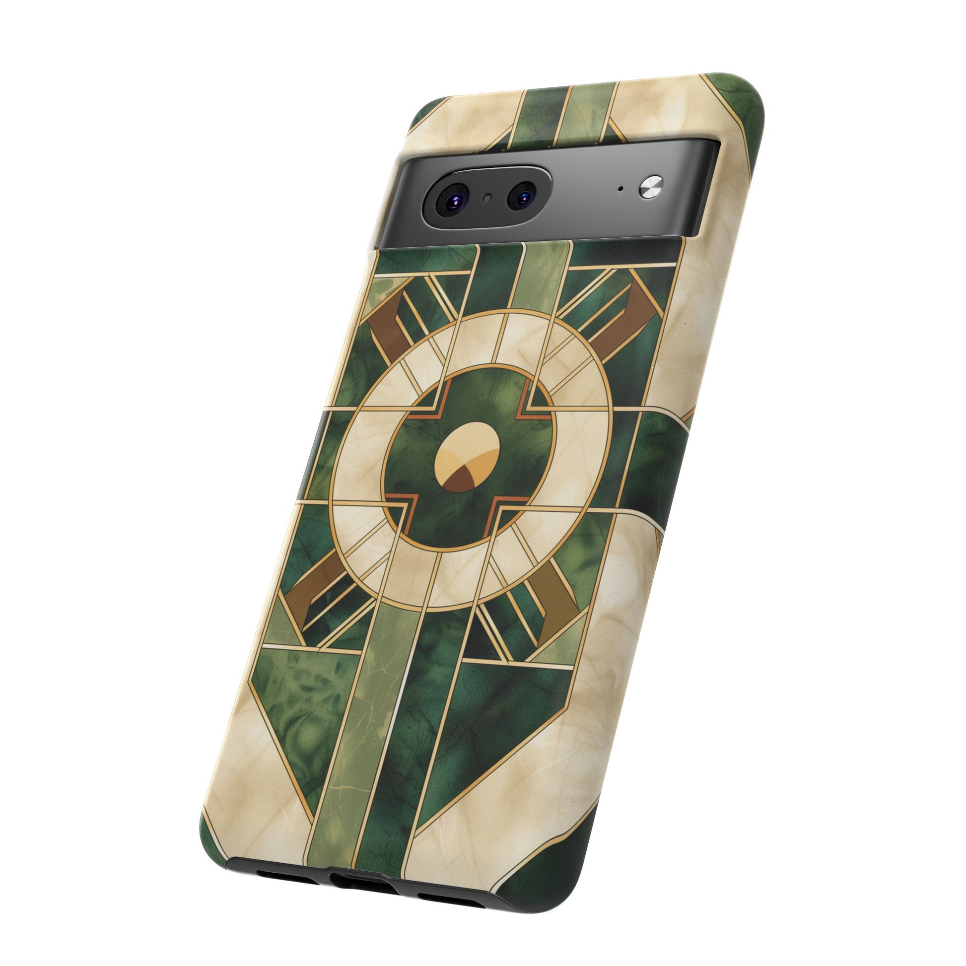 Green Frank Lloyd Wright Inspired Phone Case Geometric Elegance Stained Glass Art Deco Marble Gold 13 14 15 16 iPhone Pro Max Galaxy Pixel