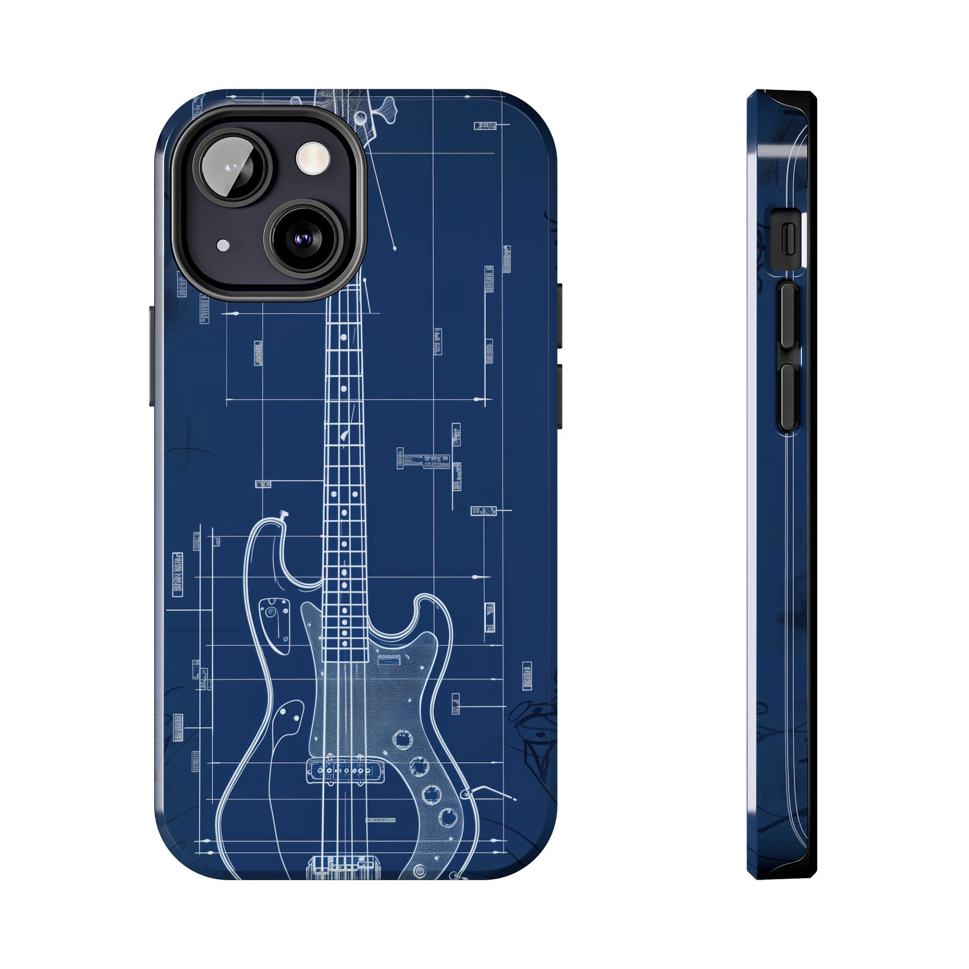 Guitar Phone Case Blueprint Schematic Vintage Custom Design Fender Gibson Rickenbacker Custom Rock Music Phone Accessories Musician Gift