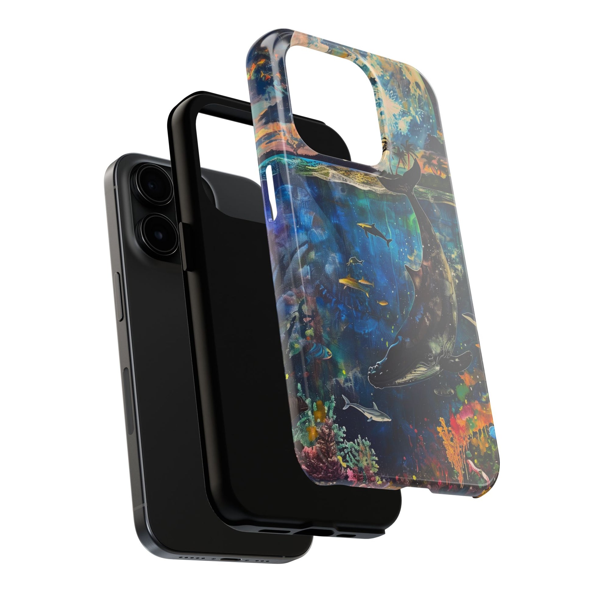 Abstract Moonlit Whale Underwater Phone Case - Durable and Stunning Protective Cover