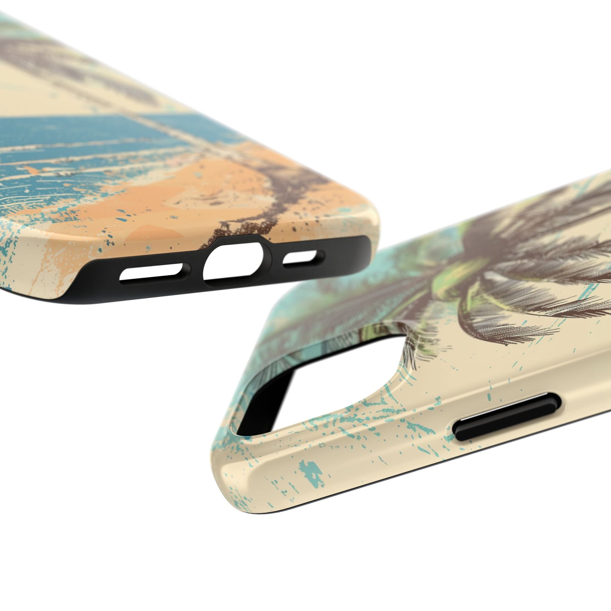 Retro Beach Scene Phone Case, Vintage Tropical Ocean iPhone Case, Summer Beach Phone Cover for iPhone, iphone 15 pro max