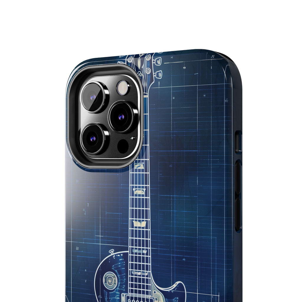 Guitar Phone Case, Guitar Blueprint iPhone Cover, Vintage Guitar Design, Custom iPhone Covers, Rock Music Phone Accessories, Musician Gift