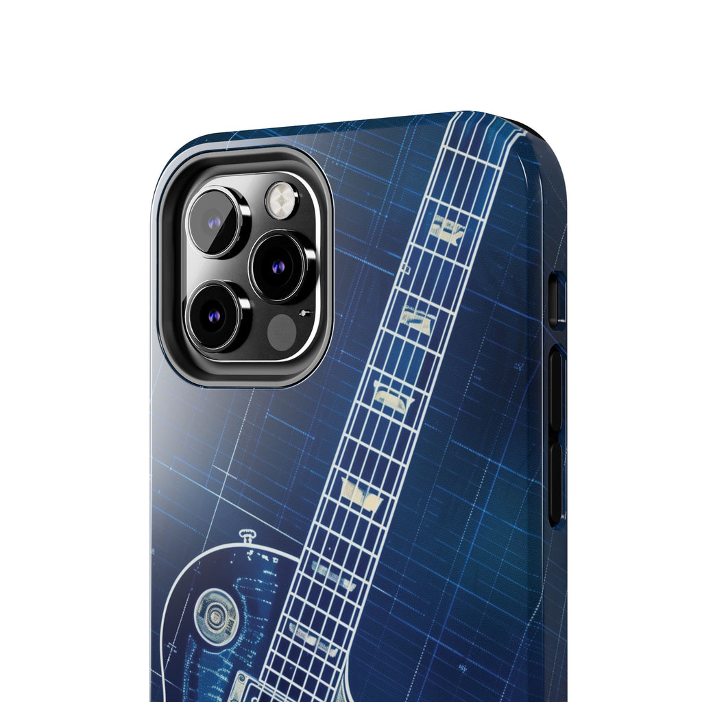 Guitar Phone Case, Guitar Blueprint iPhone Cover, Vintage Guitar Design, Custom iPhone Covers, Rock Music Phone Accessories, Musician Gift