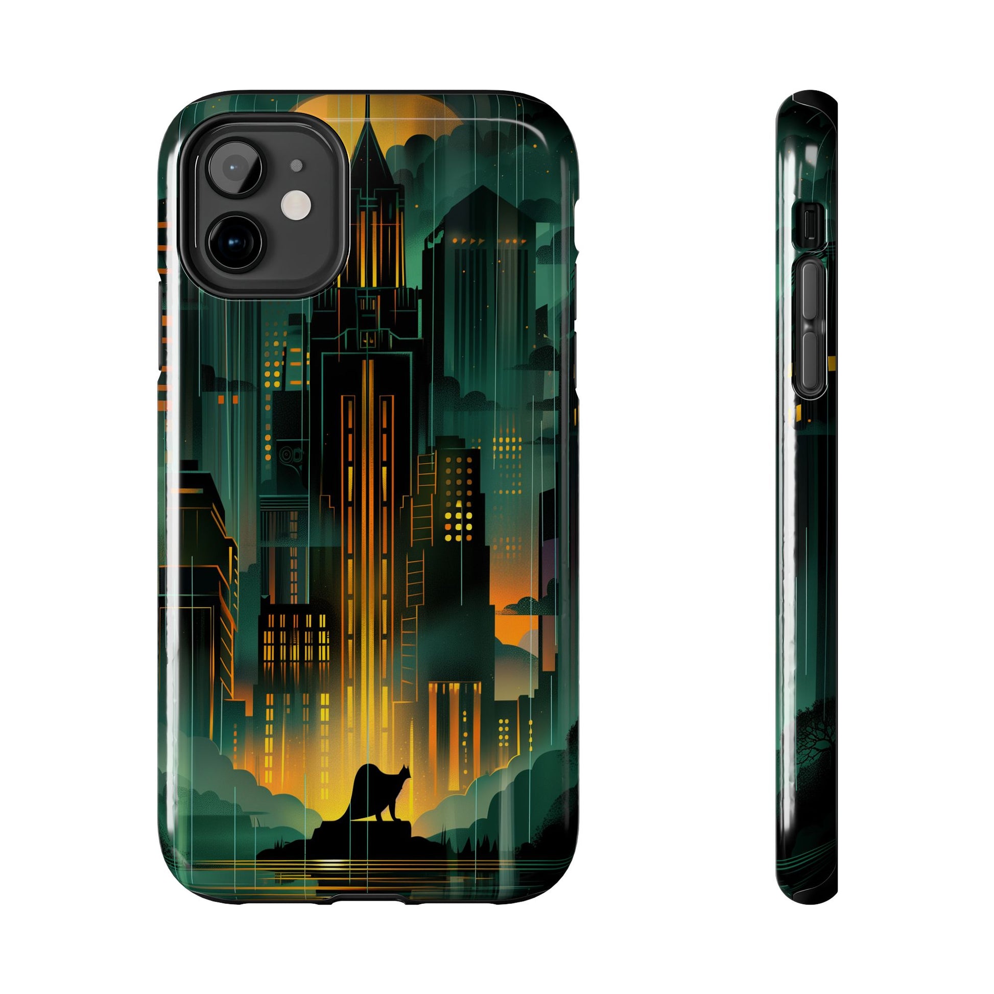 Nighttime Batman Phone Case - Gotham Art Deco Style - Noir Inspired Phone Cover - Dark Knight Accessory
