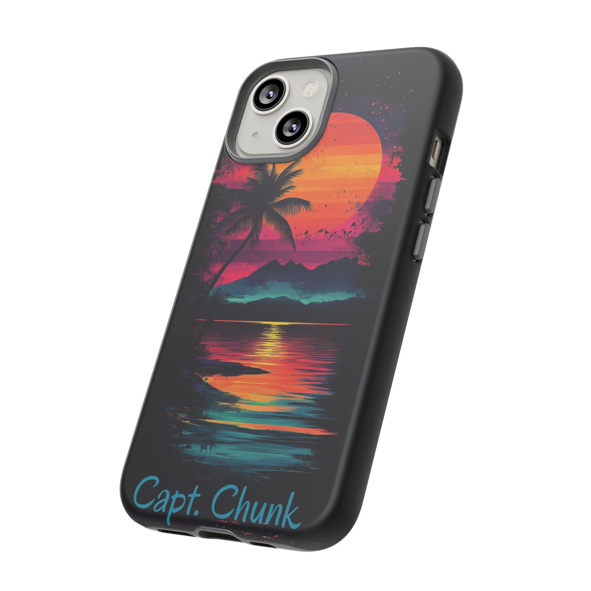Custom Personalized Retro Palm Tree Sunset Phone Case iPhone 14 15 16 Pro Max Galaxy S24 Google Pixel Mountain Beach Fantasy Surfing Neon