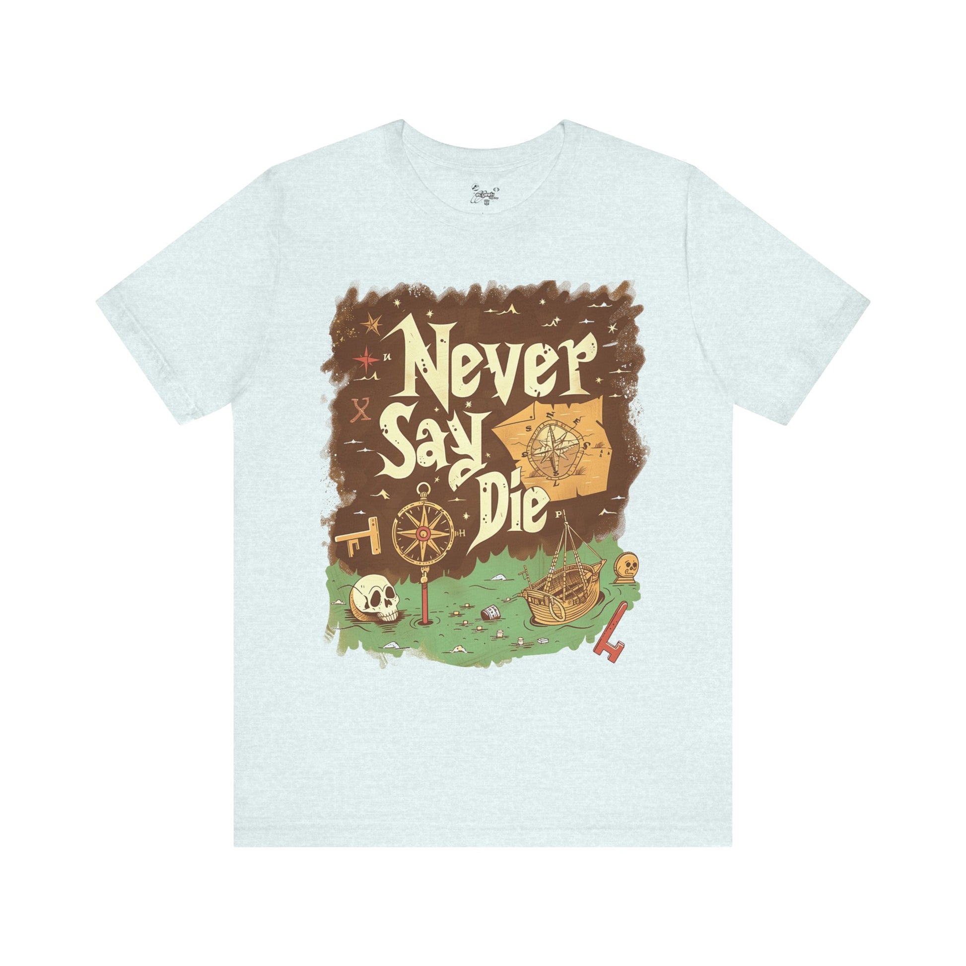 Never Say Die Goonies Inspired Treasure Hunt Shirt Pirate Map Graphic Tee Retro Movie Shirt 80s Movie Lovers