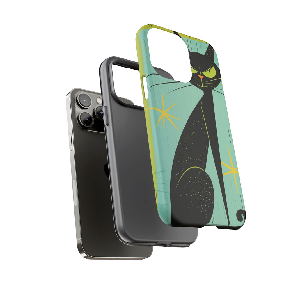 Mid-Century Modern Phone Case, Mid Mod Android Case, Atomic Cats Android Case, Retro Chic Smartphone Cover, Unique Artistic Phone Accessory