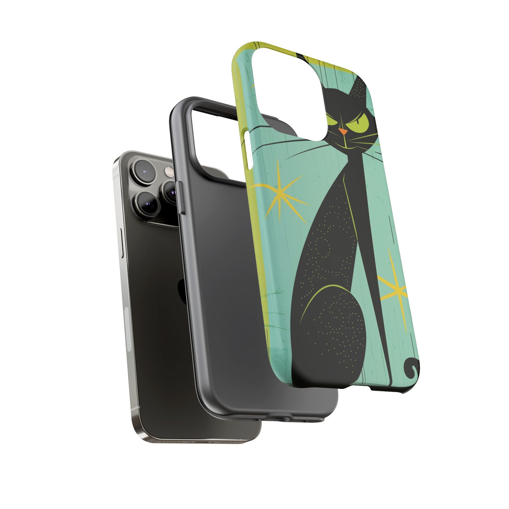 Mid-Century Modern Phone Case, Mid Mod Android Case, Atomic Cats Android Case, Retro Chic Smartphone Cover, Unique Artistic Phone Accessory
