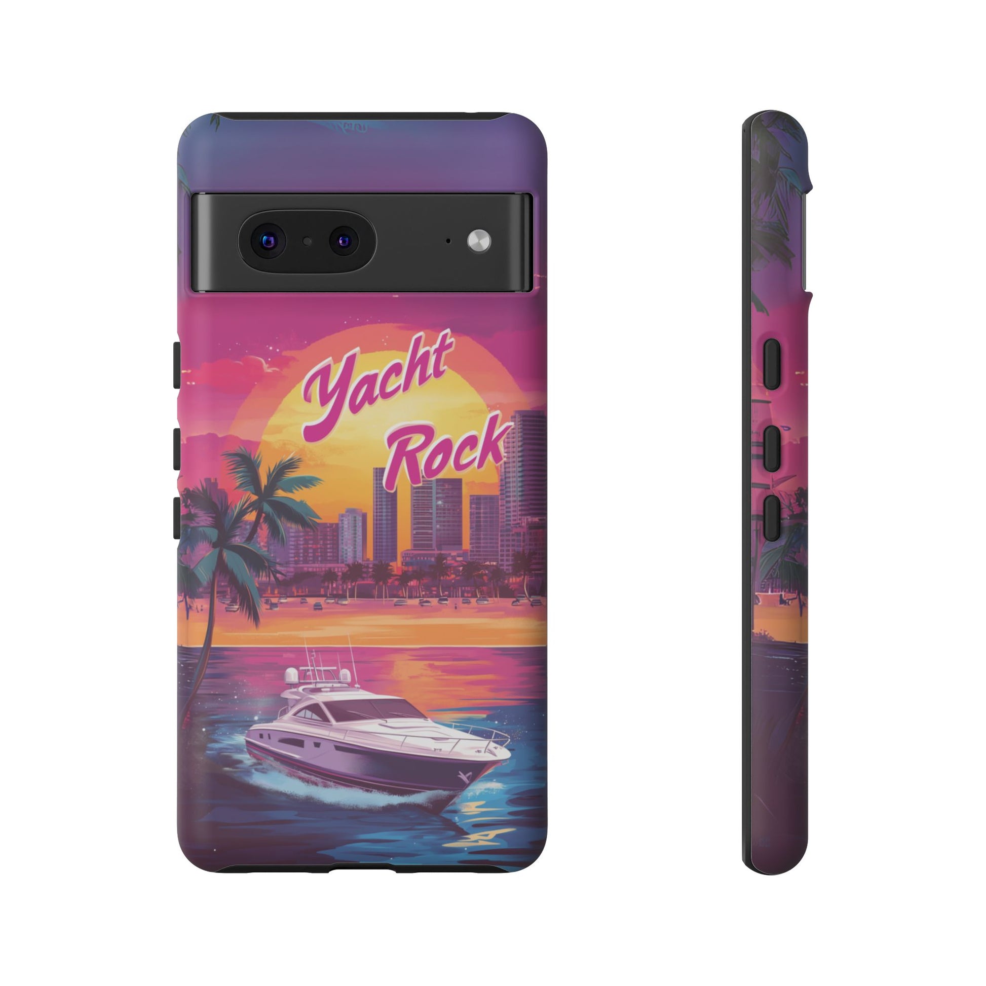 Custom Yacht Rock Phone Case iPhone 13 14 15 16 Pro Max Sunset Cruise Harbor Miami Vice Yacht Rock Gift Boating Captain South Beach Surfing