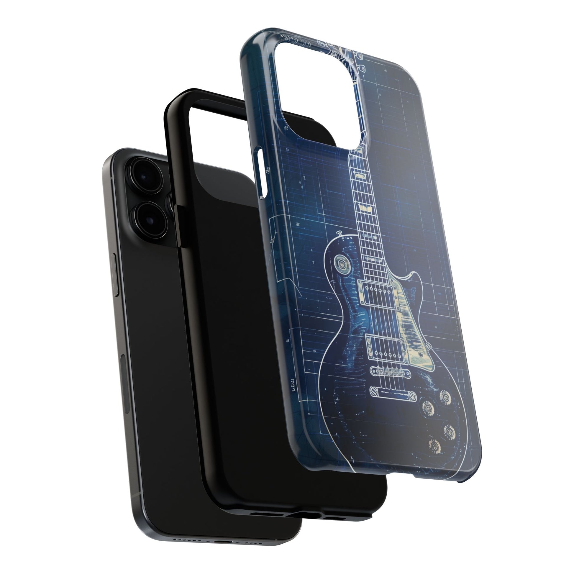 Guitar Phone Case, Guitar Blueprint iPhone Cover, Vintage Guitar Design, Custom iPhone Covers, Rock Music Phone Accessories, Musician Gift