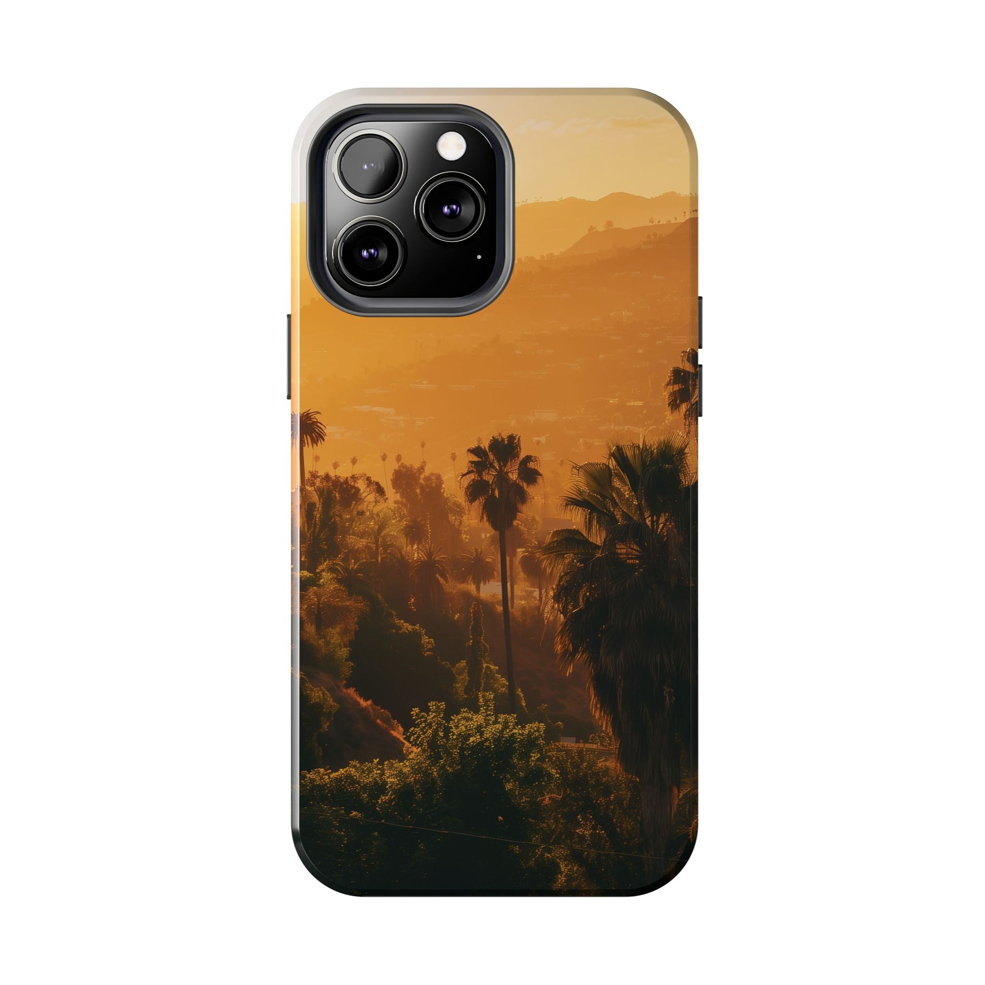 Los Angeles Sunset iPhone Case, Golden Hour Scenic View, Hollywood Hills Sunset Phone Case, Palm Trees Phone Case, iphone 15 pro max case