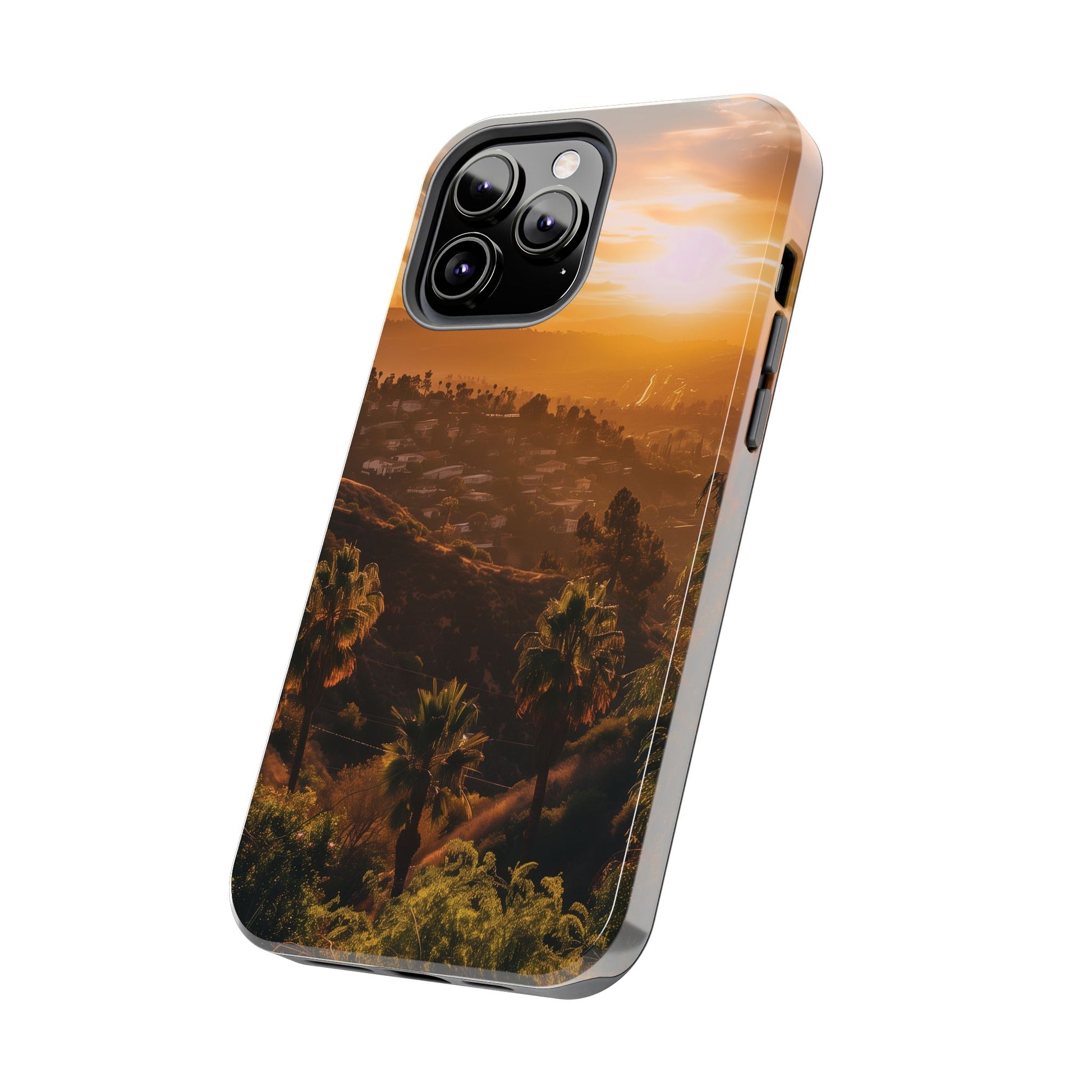 Los Angeles Sunset iPhone Case, Golden Hour Scenic View, Hollywood Hills Sunset Phone Case, Palm Trees Phone Case, iphone 15 pro max case