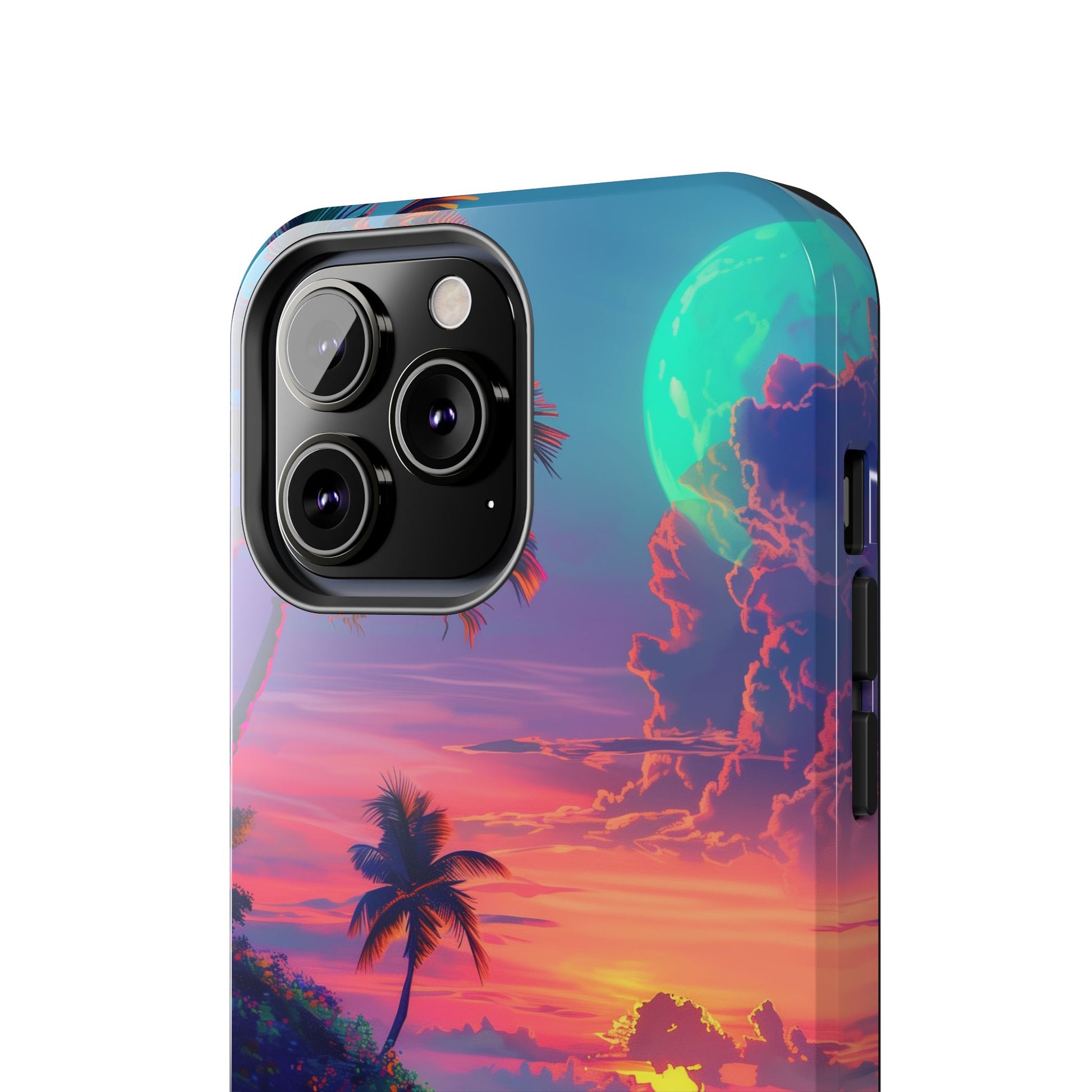 Tough Beach Scene Phone Case - Durable Phone Cover with Lisa Frank Inspired Beach Art - Protective Case with Vibrant Beach Design