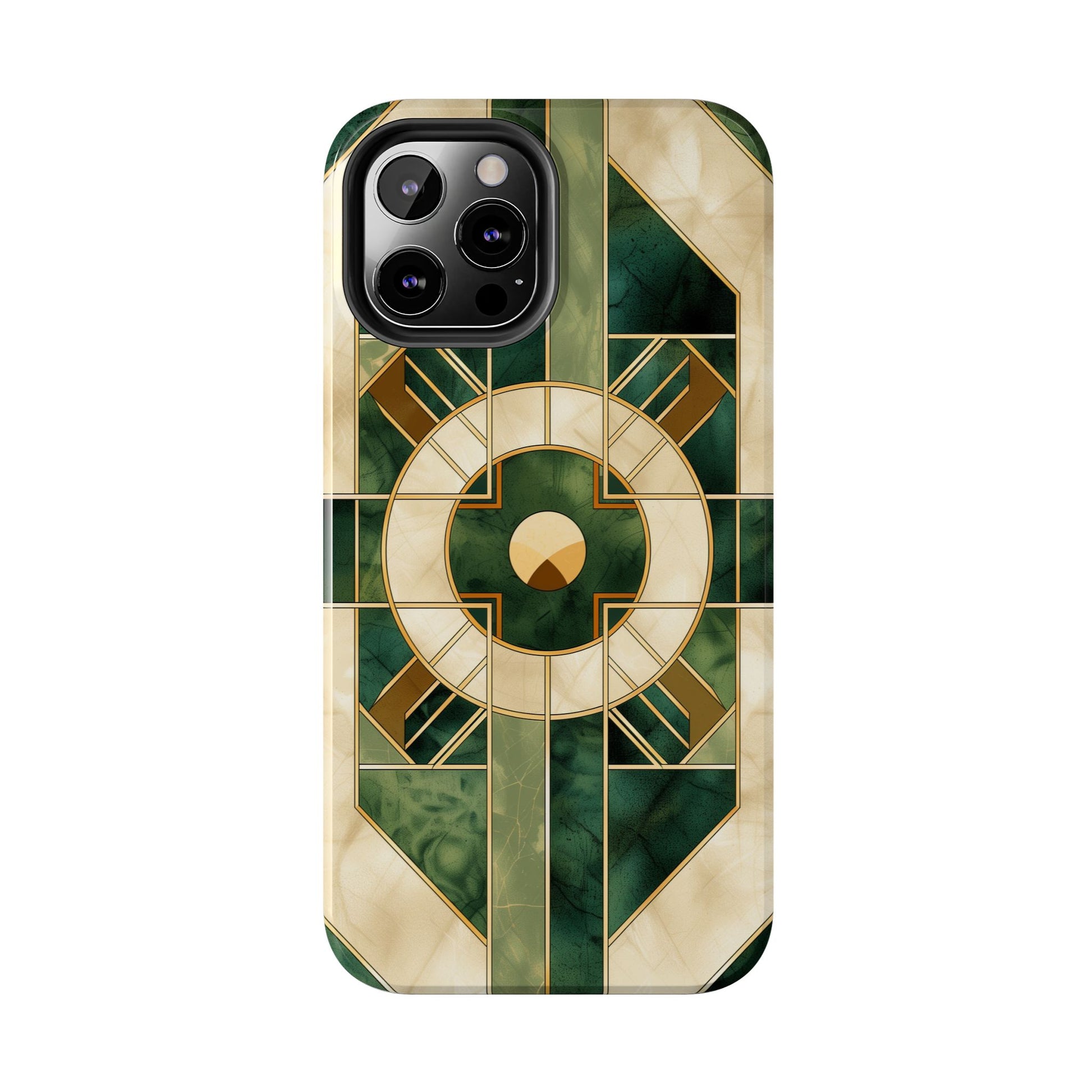 Green Frank Lloyd Wright Inspired Phone Case - Geometric Elegance for iPhone Models