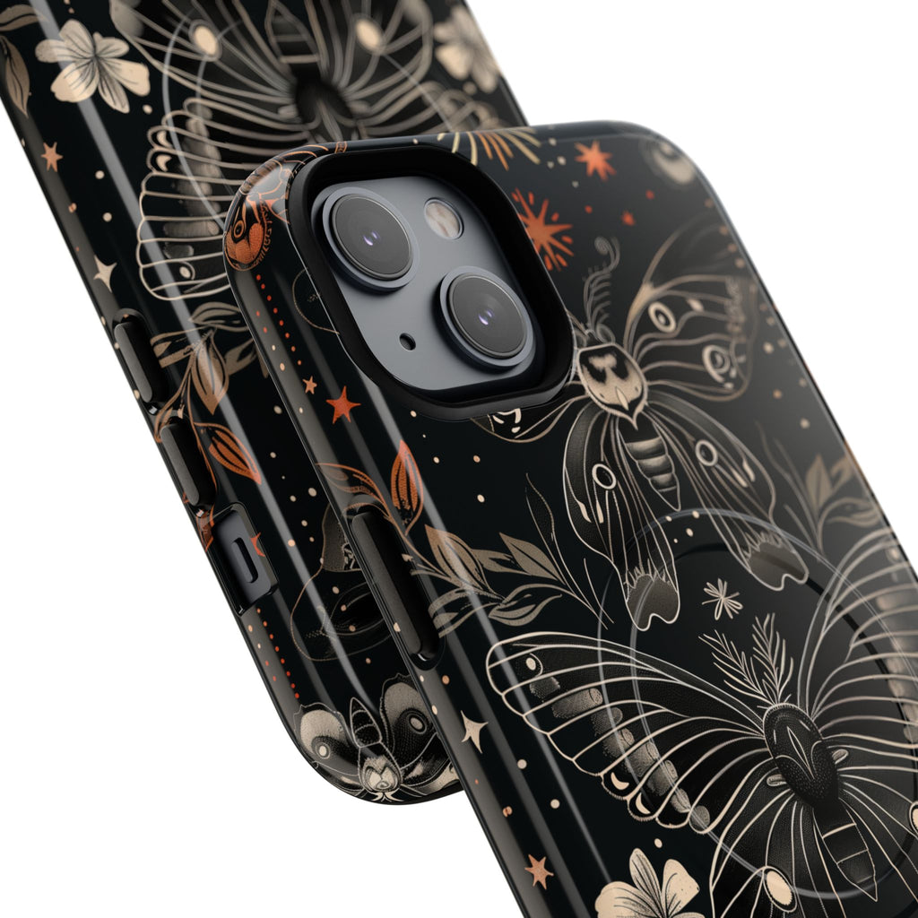 Celestial Dark Academia Phone Case Magical Moth Vintage Witchcraft Cover Esoteric Nature Art iPhone 14 15 Pro Max