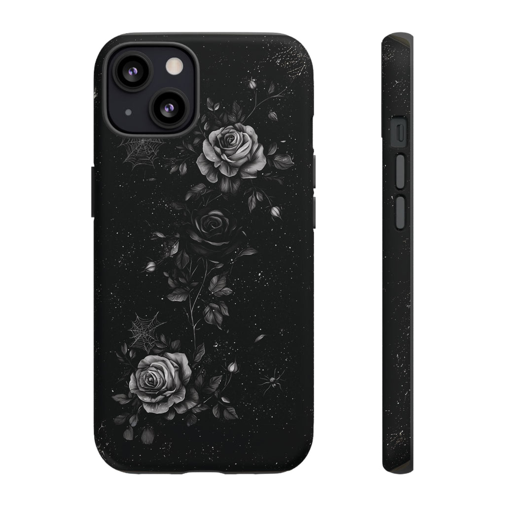 Gothic Floral Phone Case Dark Academia Black Roses Spider Webs Space Witchcraft Night Sky iPhone 13 14 15 16 Pro Max Galaxy Pixel
