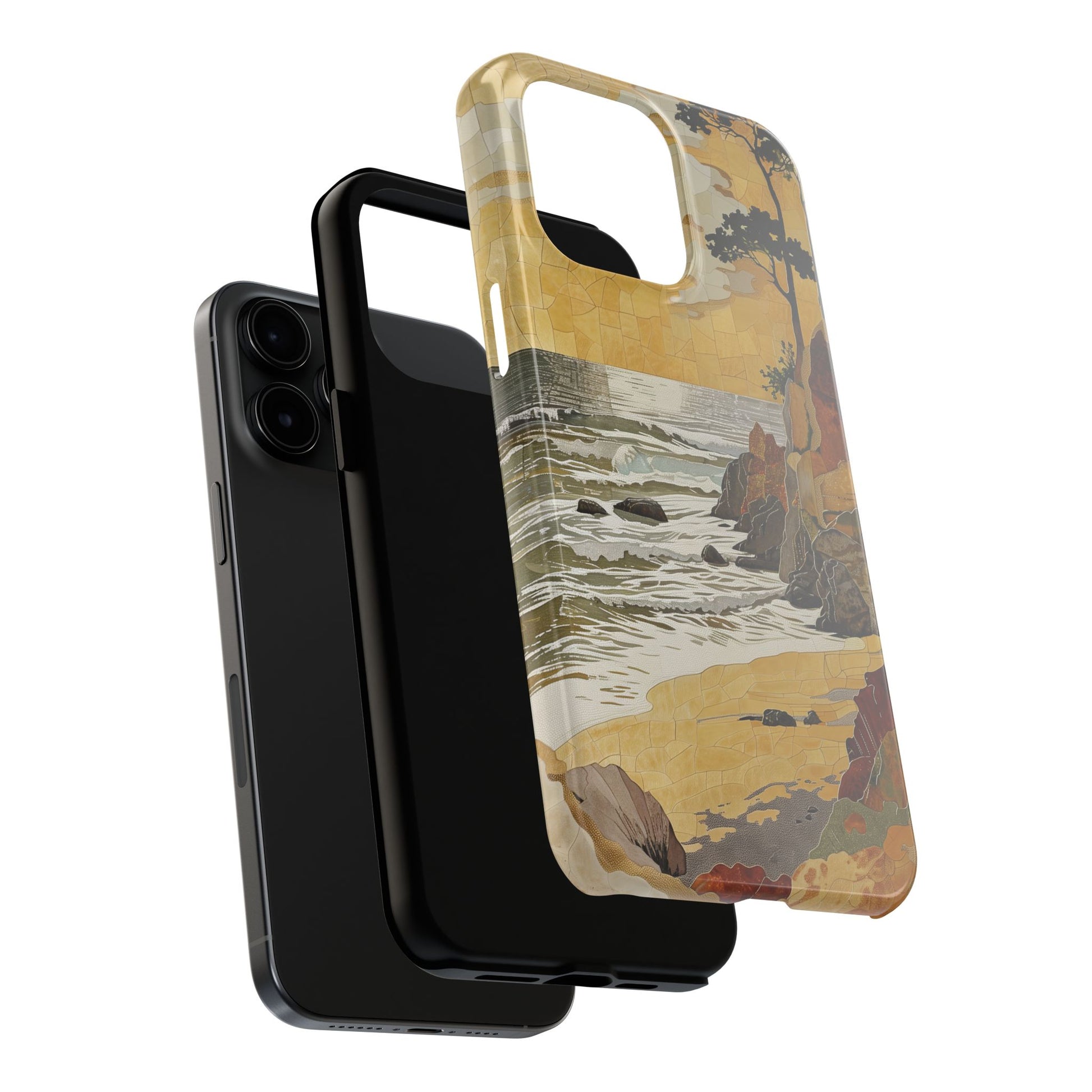 Retro Beach Scene Phone Case, Vintage Tropical Ocean iPhone Case, Summer Beach Phone Cover for iPhone, iphone 15 pro max