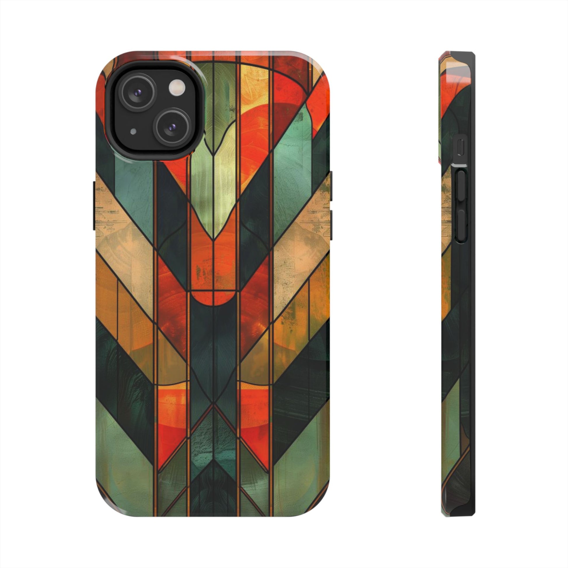 Noir Art Deco Colorful Stained Glass - Durable Dual Layer Iphone Case - Architect Phone Case
