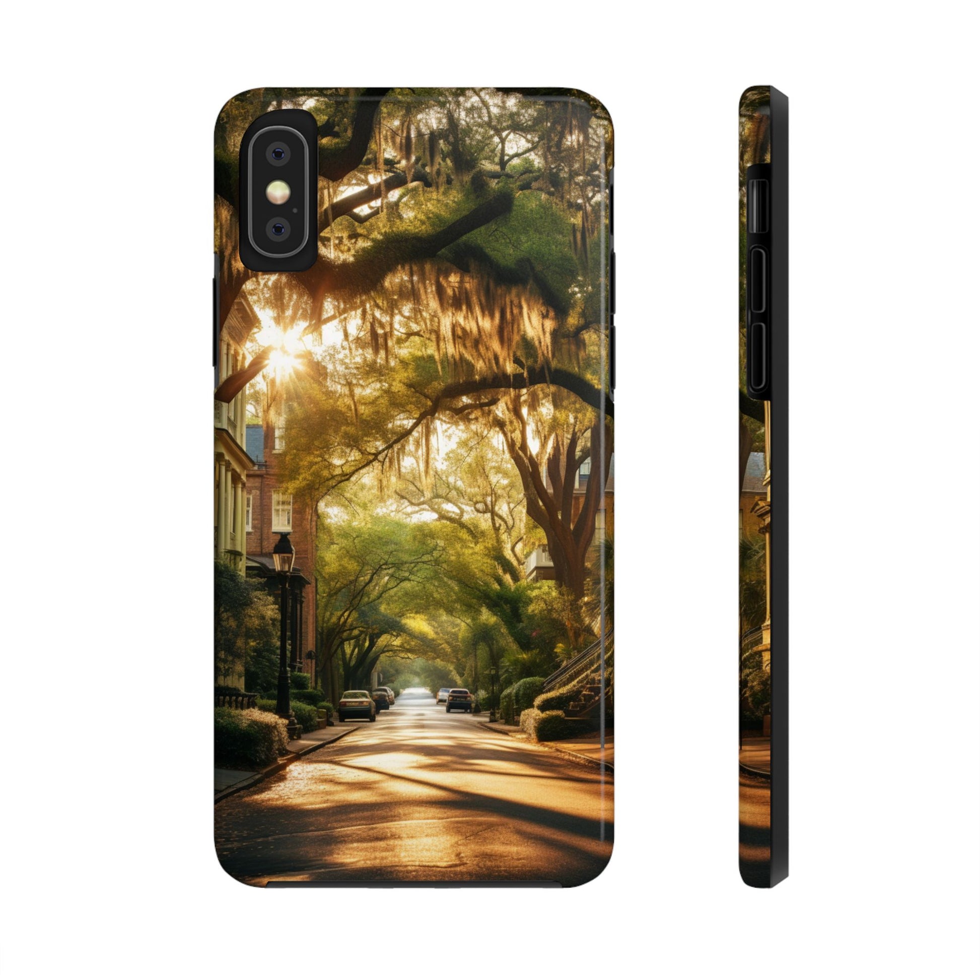 Historic Savannah Georgia Street Scene Phone Case - Unique Protective Cover for iPhone Models, Perfect Souvenir or Gift