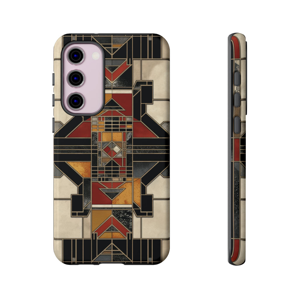 Stained Glass Art Deco Southwest Prairie Style Frank Lloyd Phone Case Geometric Marble Gold 13 14 15 16 iPhone Pro Max Galaxy Pixel