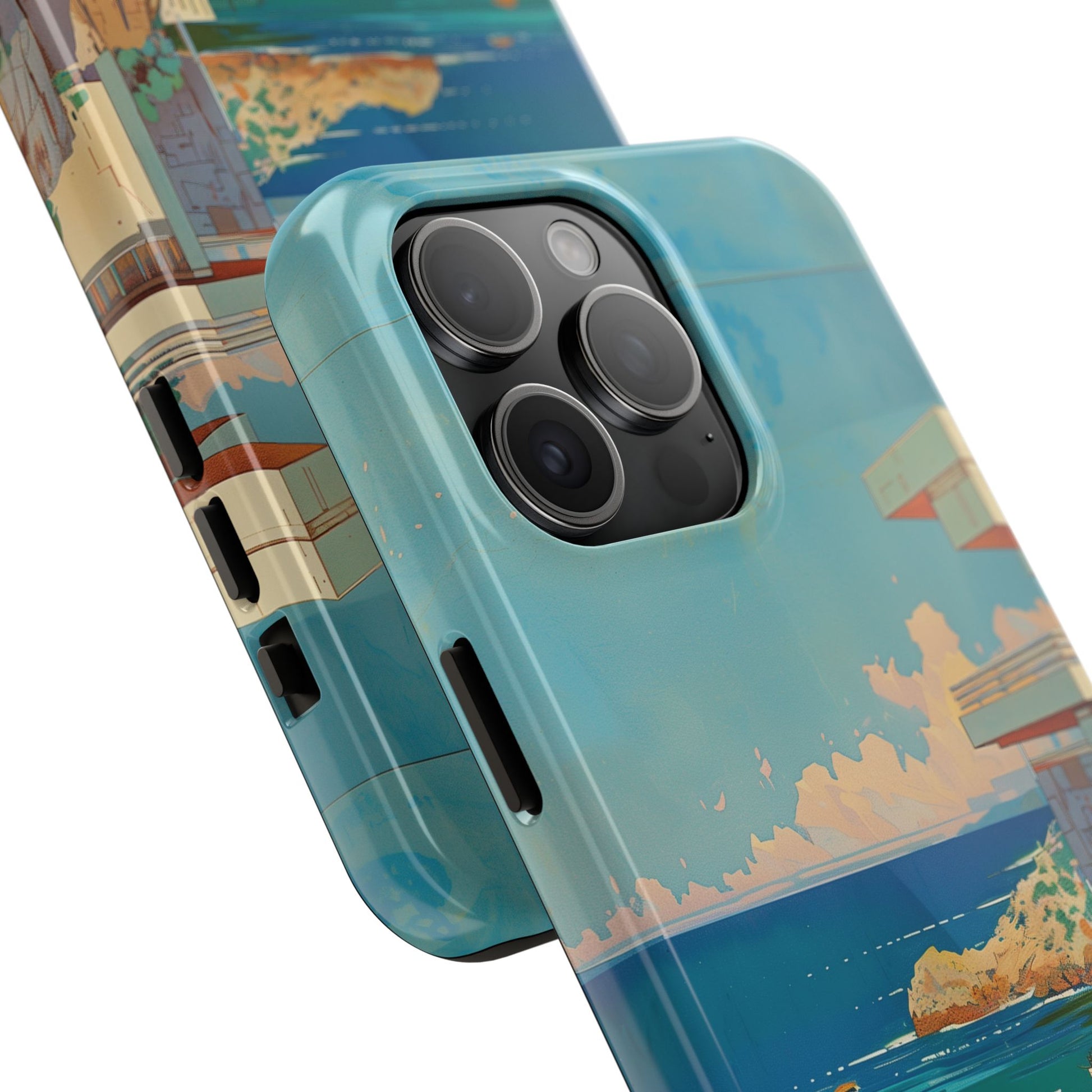 Retro Beach Scene Phone Case, Vintage Tropical Ocean iPhone Case, Summer Beach Phone Cover for iPhone, iphone 15 pro max