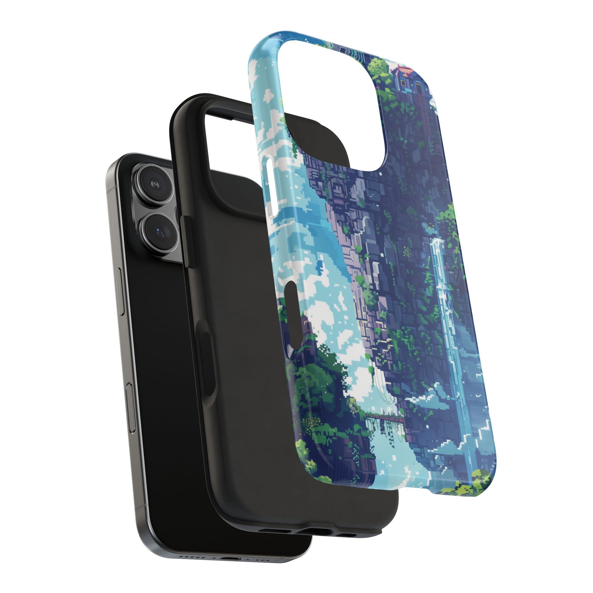 Pixel Art Video Game Landscapes Phone Case, Retro Gaming Pixelated Design, Geeky Gamer Phone Cover, Unique Video Game Art Accessories