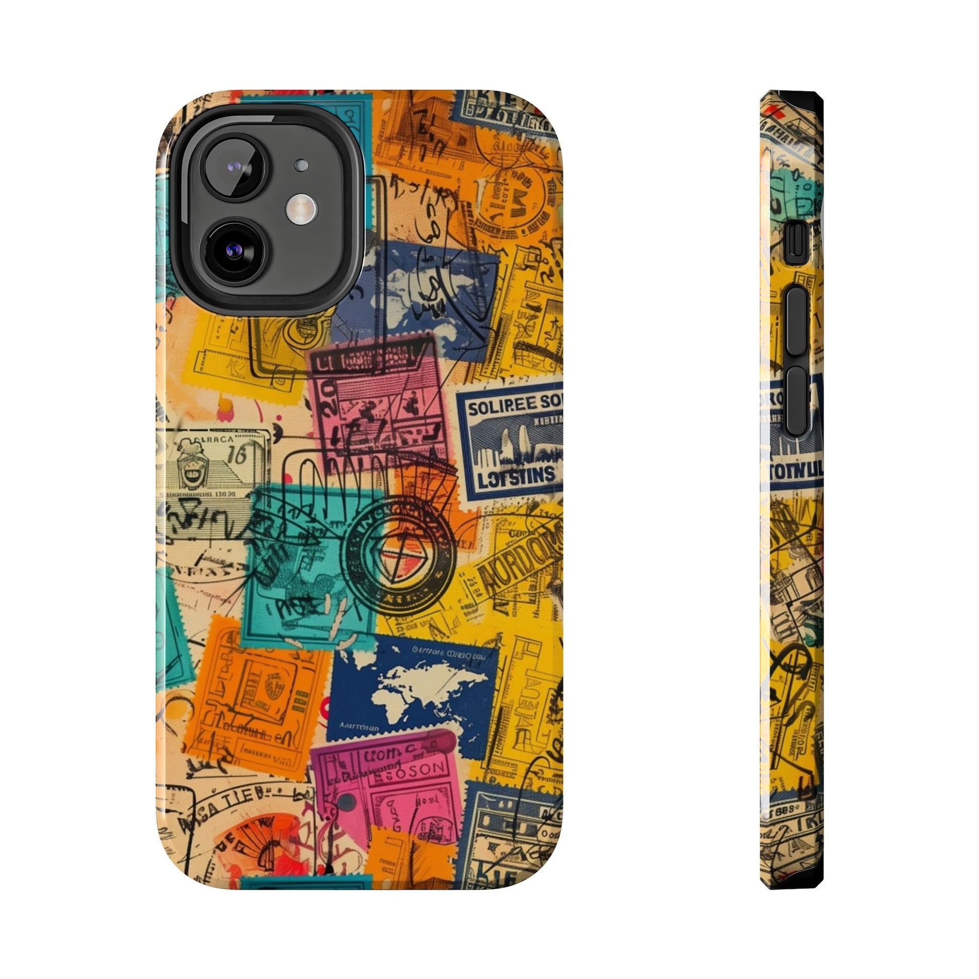 Travel Stamps Tough Case - Durable iPhone case Vintage Travel Stamps Design - Adventure Inspired Case - Protective Global Destination Prints