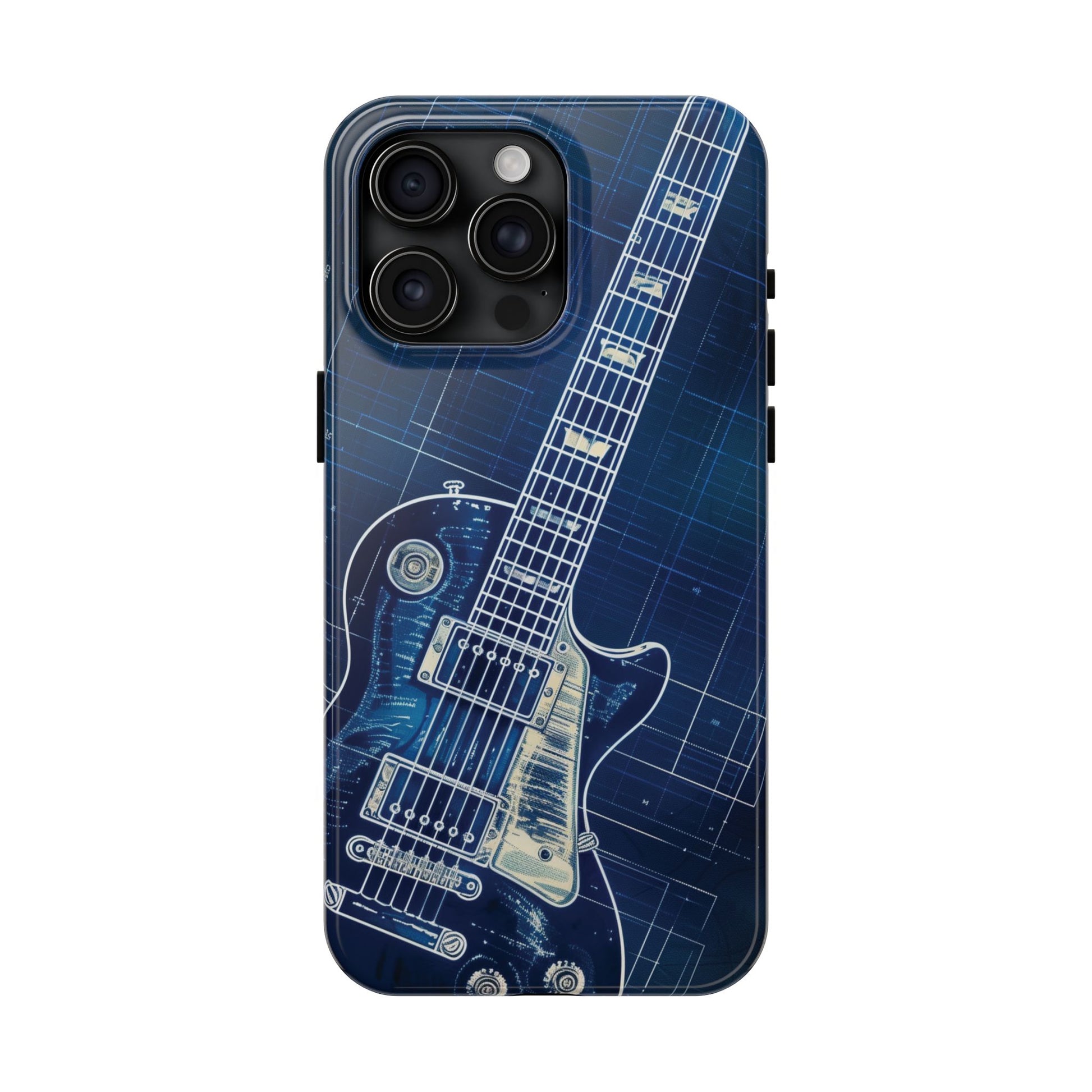 Guitar Phone Case, Guitar Blueprint iPhone Cover, Vintage Guitar Design, Custom iPhone Covers, Rock Music Phone Accessories, Musician Gift