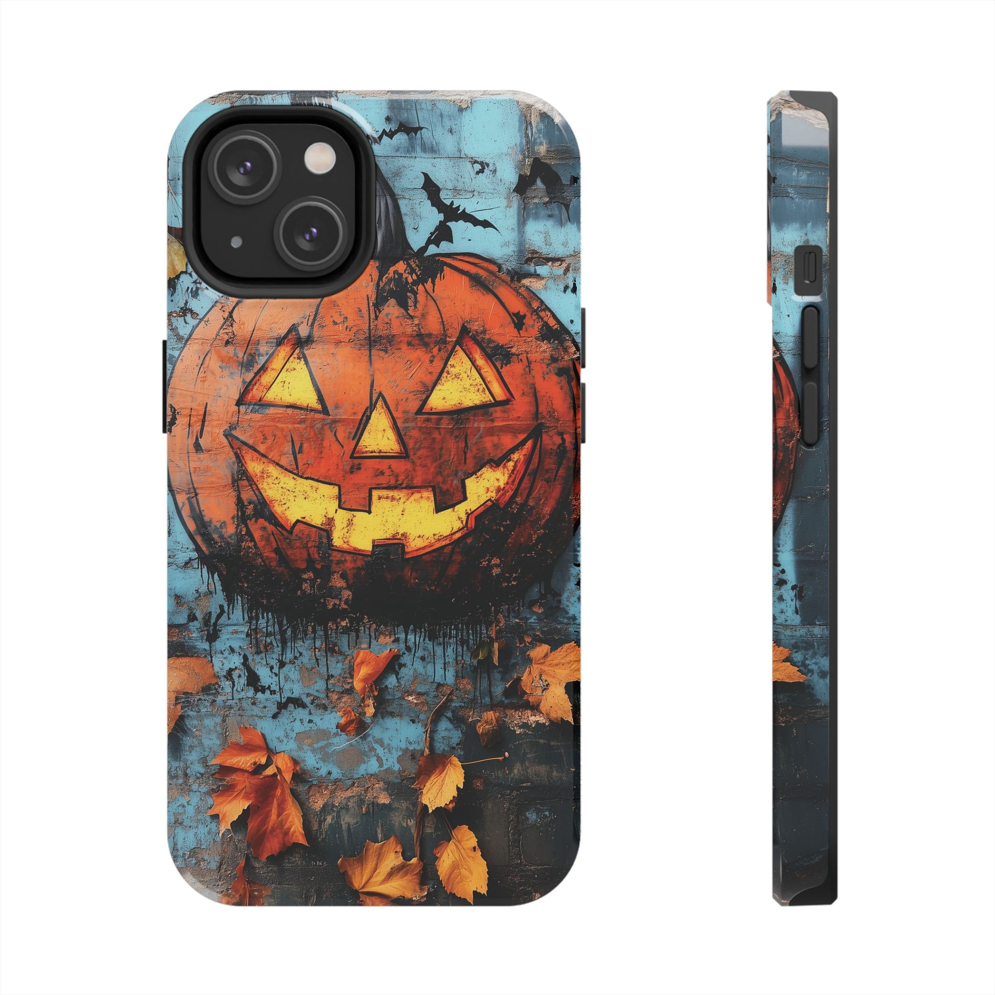 Autumn Artistic Halloween Fall Pumpkin Jack Wall Gothic Dark Academia Street Art Urban Graffiti Phone Case Street iPhone 15 Pro Max Samsung