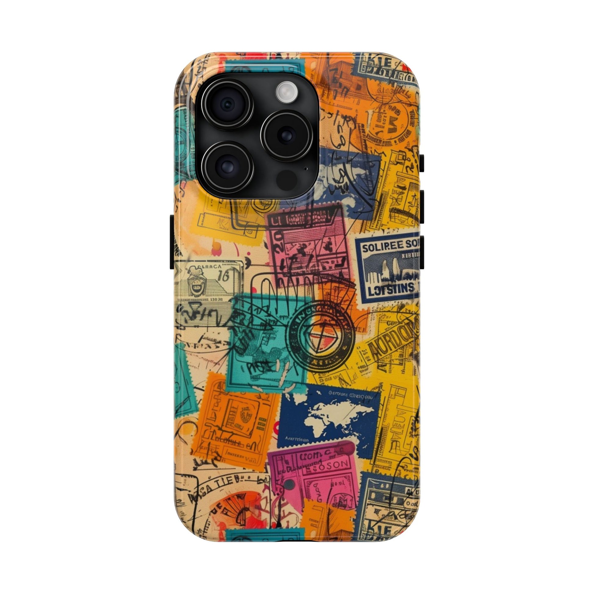 Travel Stamps Tough Case - Durable iPhone case Vintage Travel Stamps Design - Adventure Inspired Case - Protective Global Destination Prints