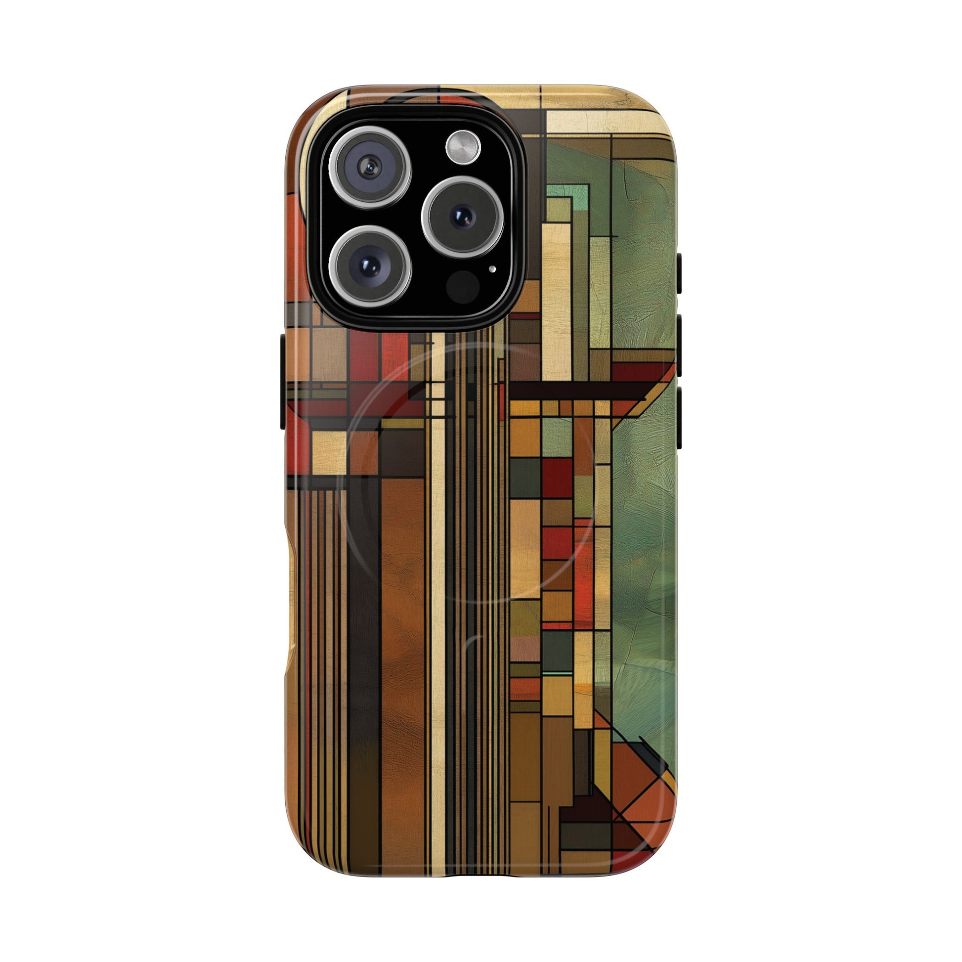 Magsafe Prairie Style Frank Lloyd Wright Usonian Phone Case Geometric Stained Glass Art Deco Marble 14 15 16 iPhone Pro Max