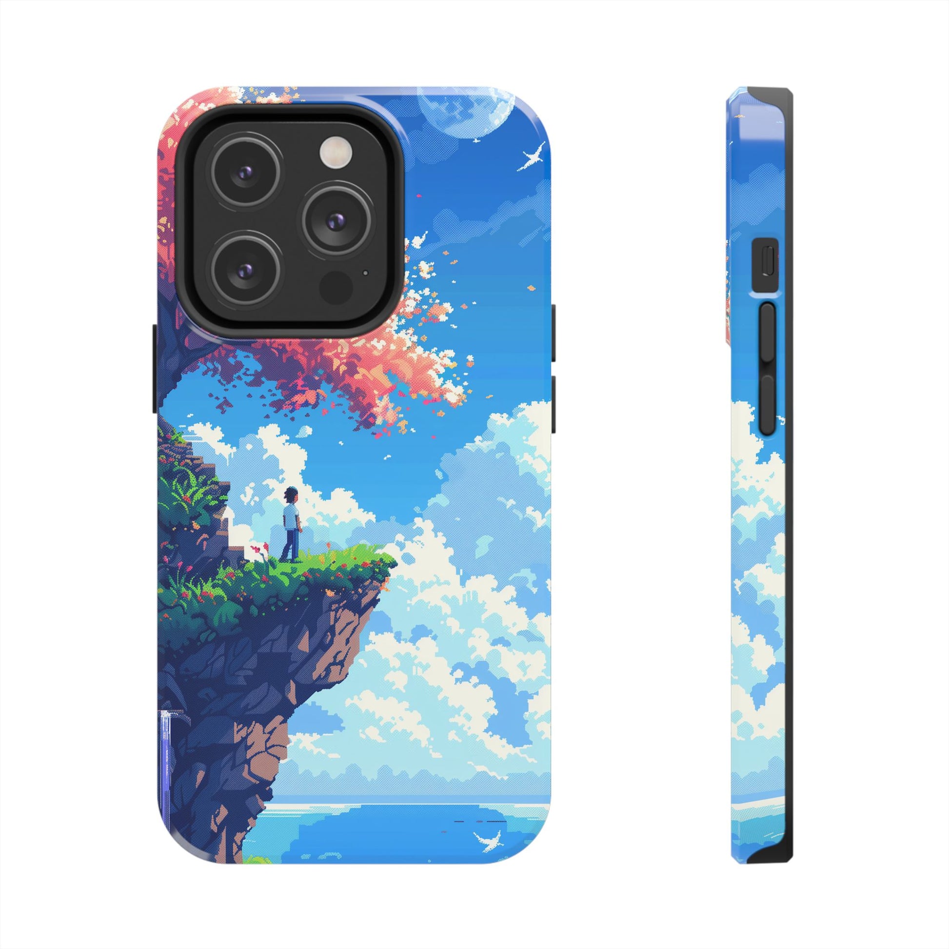 Pixel Art Video Game Landscapes Phone Case, Retro Gaming Pixelated Design, Geeky Gamer Phone Cover, Unique Video Game Art Accessories