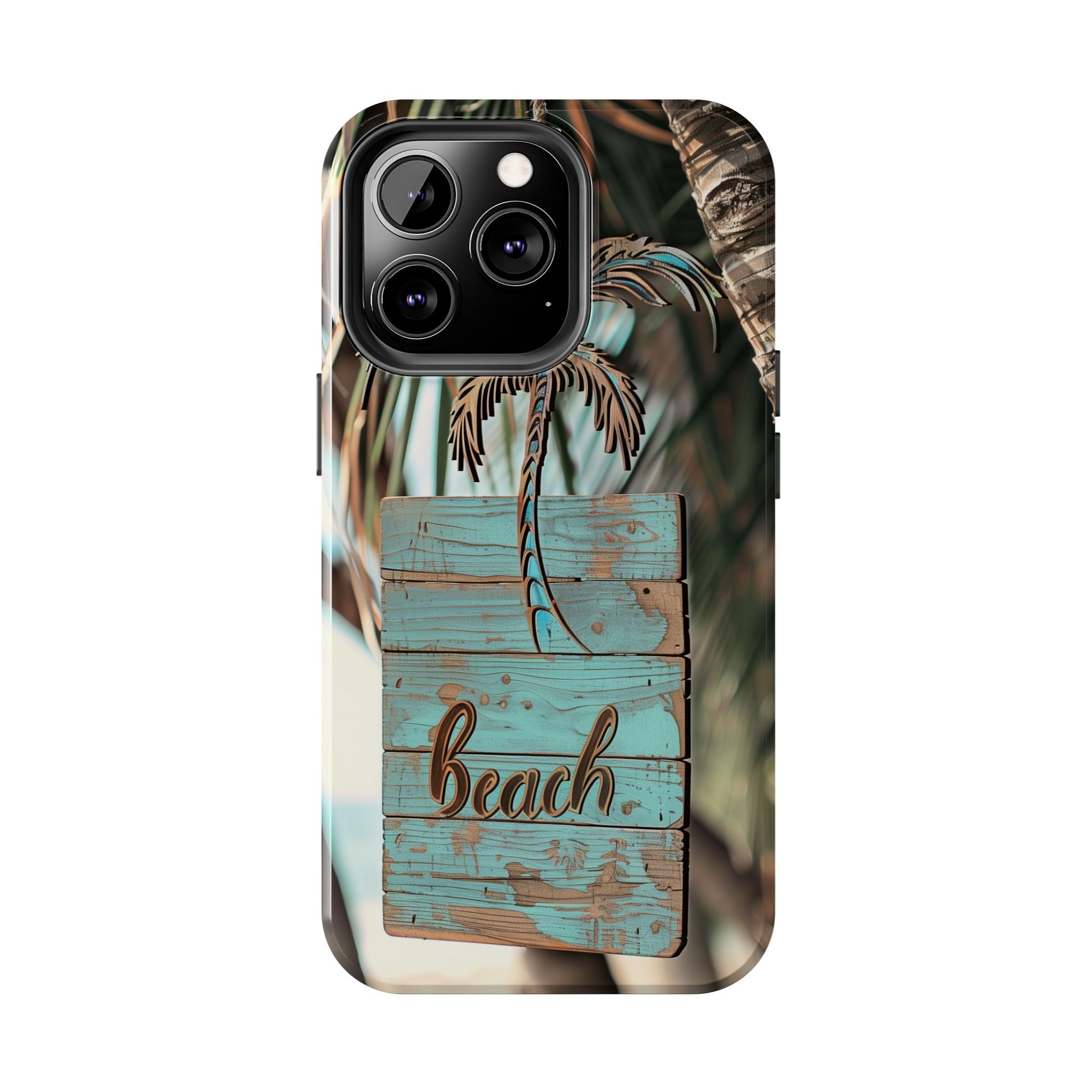 Durable Phone Case with Palm Tree Charm