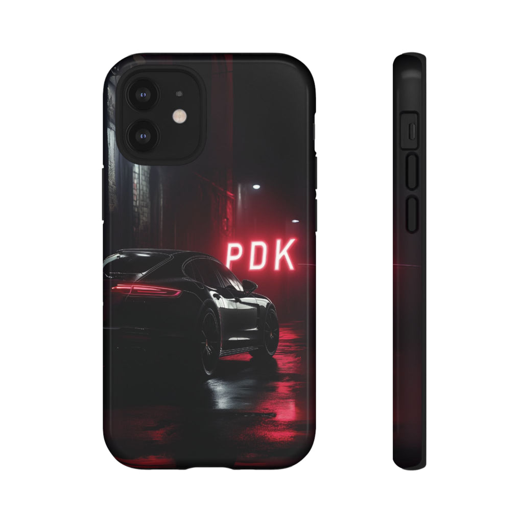 Super Sports Car Phone Case PDK Car Lover Gift Porsche Panamera Inspired Neon Sign Font iPhone 13 14 15 16 Pro Max