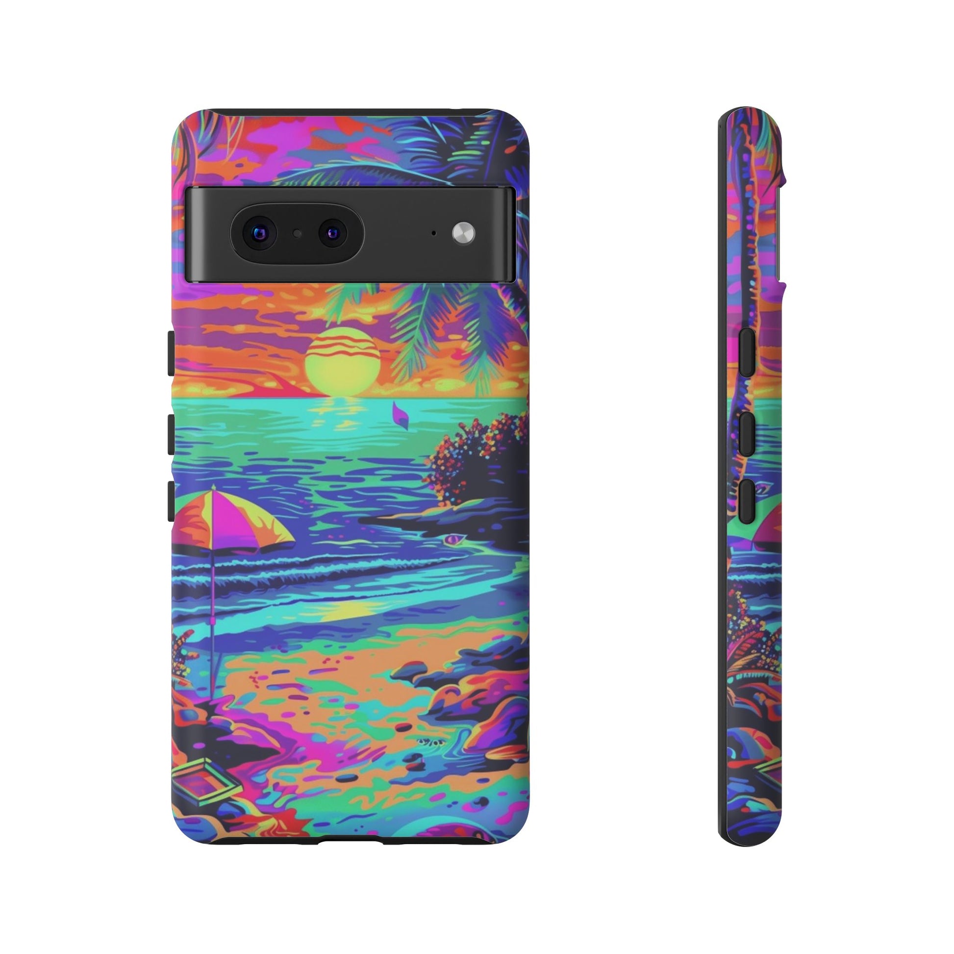 Beach Bliss: Durable Android Phone Case with Lisa Frank Style