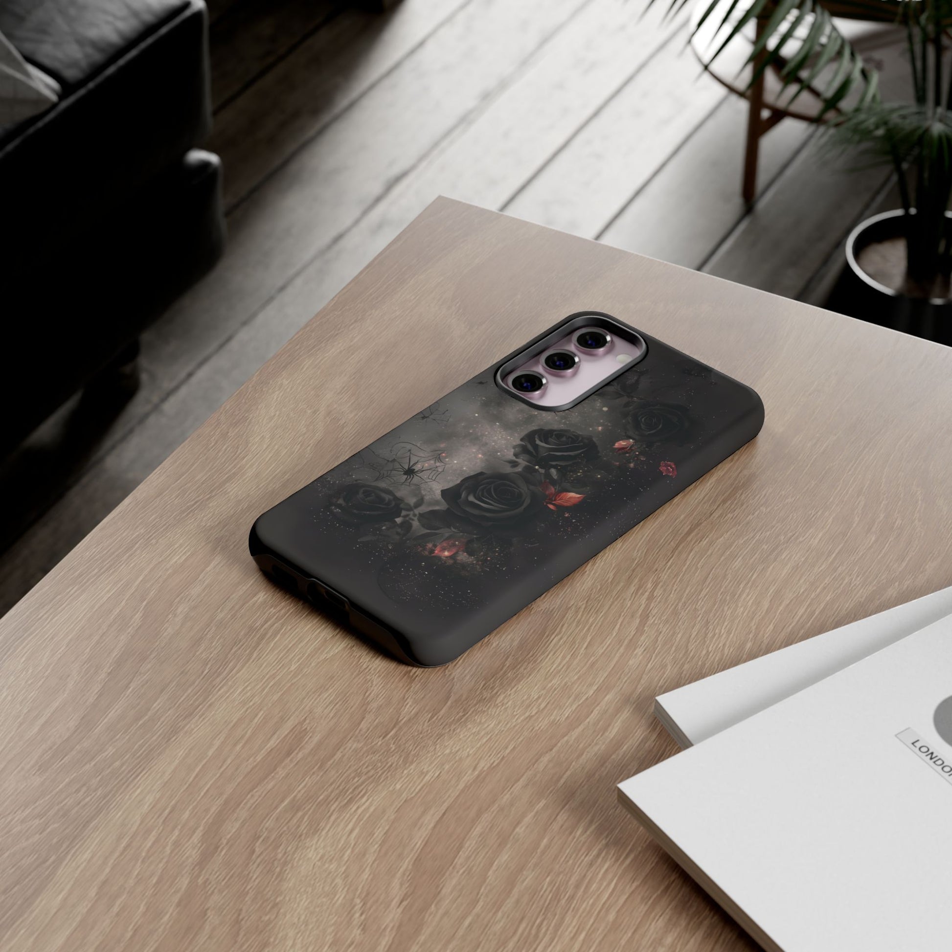 Gothic Floral Phone Case Dark Academia Black Roses Spider Webs Space Witchcraft Night Sky iPhone 13 14 15 16 Pro Max Galaxy Pixel