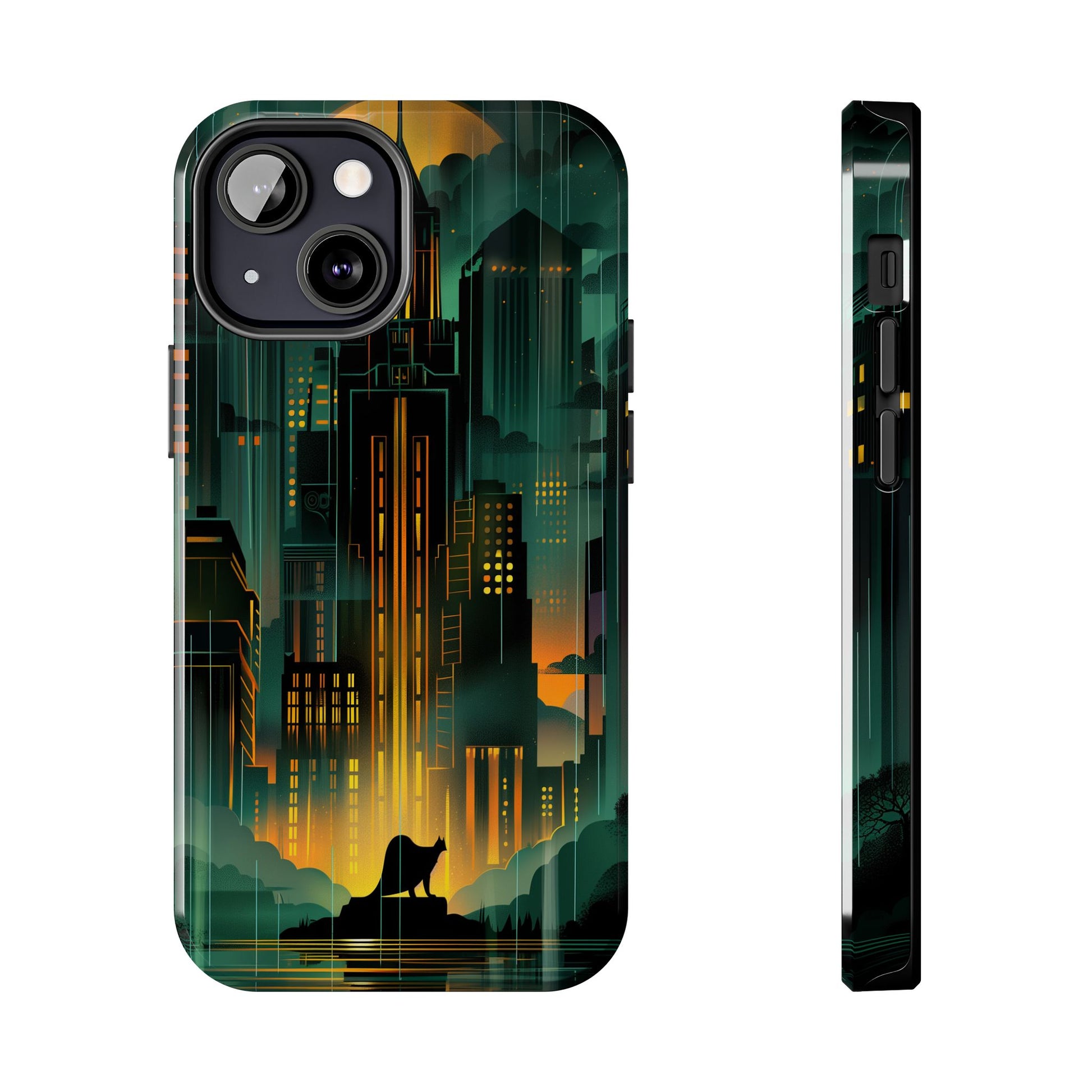 Nighttime Batman Phone Case - Gotham Art Deco Style - Noir Inspired Phone Cover - Dark Knight Accessory