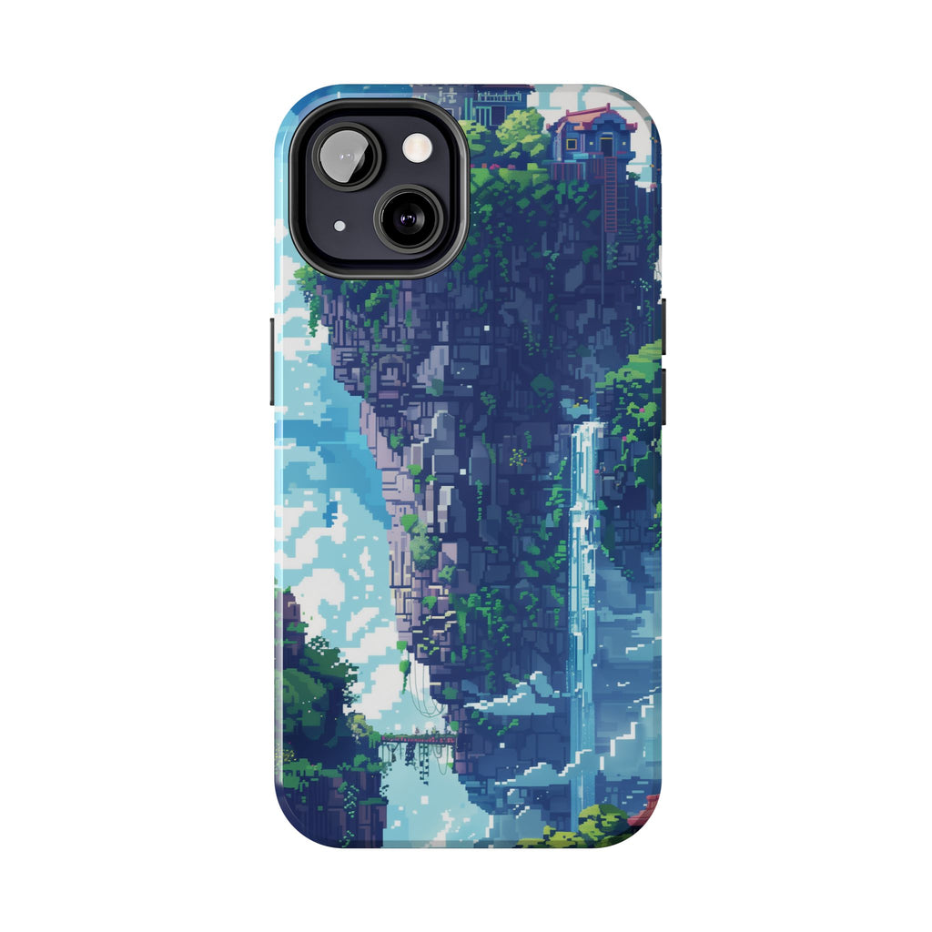 Pixel Art Video Game Landscapes Phone Case, Retro Gaming Pixelated Design, Geeky Gamer Phone Cover, Unique Video Game Art Accessories