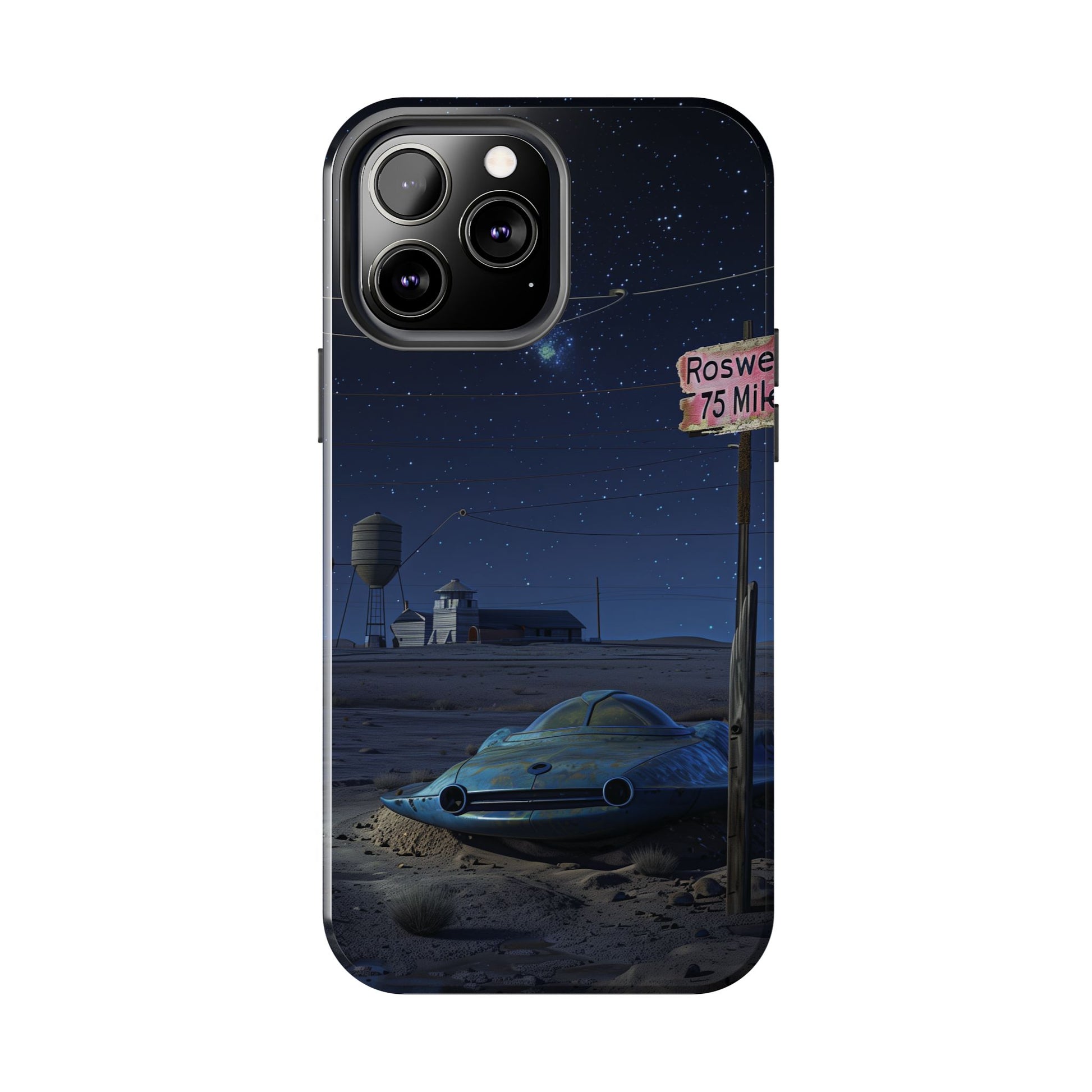 UFO Phone Case, Tough iPhone Case, Roswell UFO Crash Phone Case, Alien Invasion Design, Extraterrestrial iPhone Cover, Unique Sci-Fi Gift