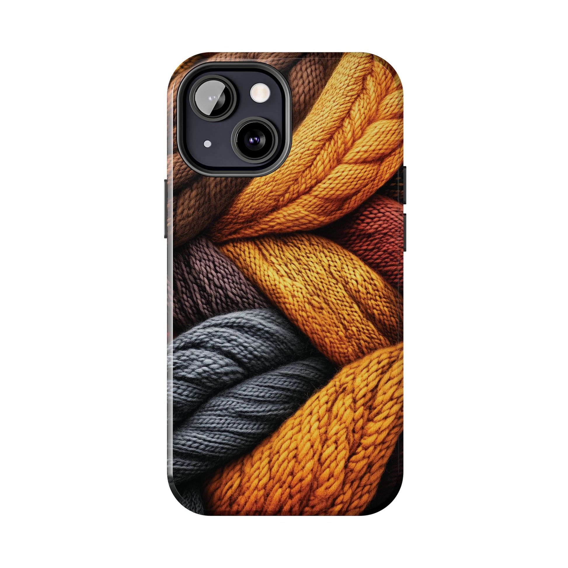 Fall Knit Sweater Cozy Cottagecore Phone Case Boho Embroidered Fall Colors Phone Cover for iPhone 13 14 15 Pro, Samsung Galaxy S22 S23