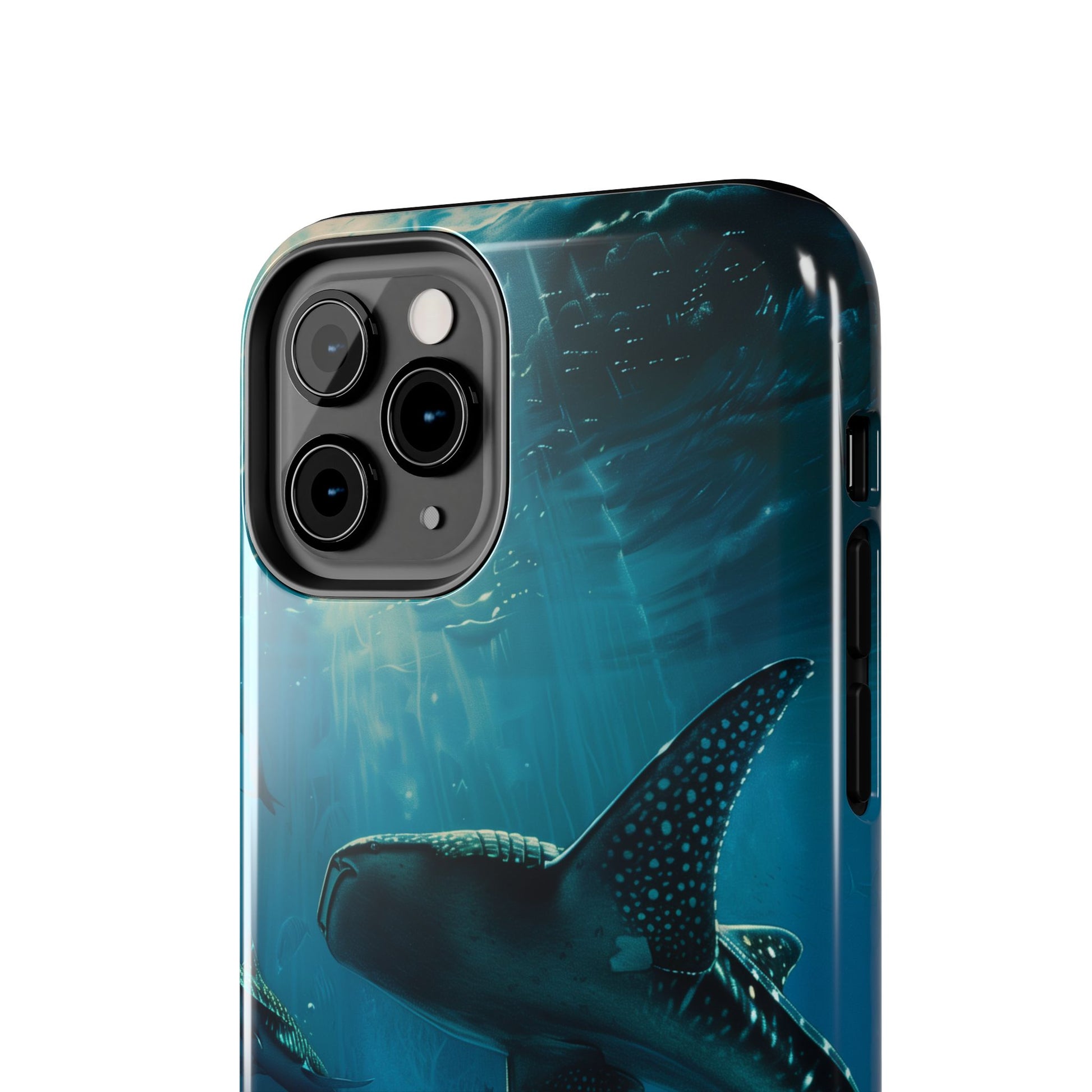 Tranquil Trio: Three Whale Sharks Tough Phone Case