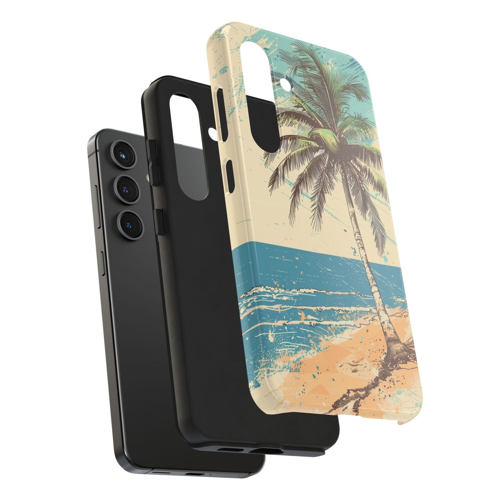 Retro Beach Scene Phone Case, Vintage Tropical Ocean iPhone Case, Summer Beach Phone Cover for iPhone, iphone 15 pro max