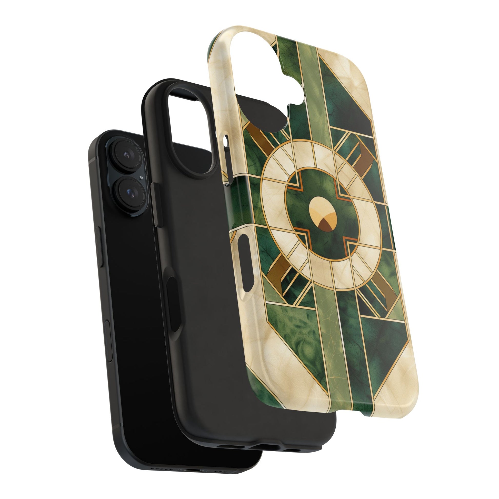 Green Frank Lloyd Wright Inspired Phone Case - Geometric Elegance for iPhone Models