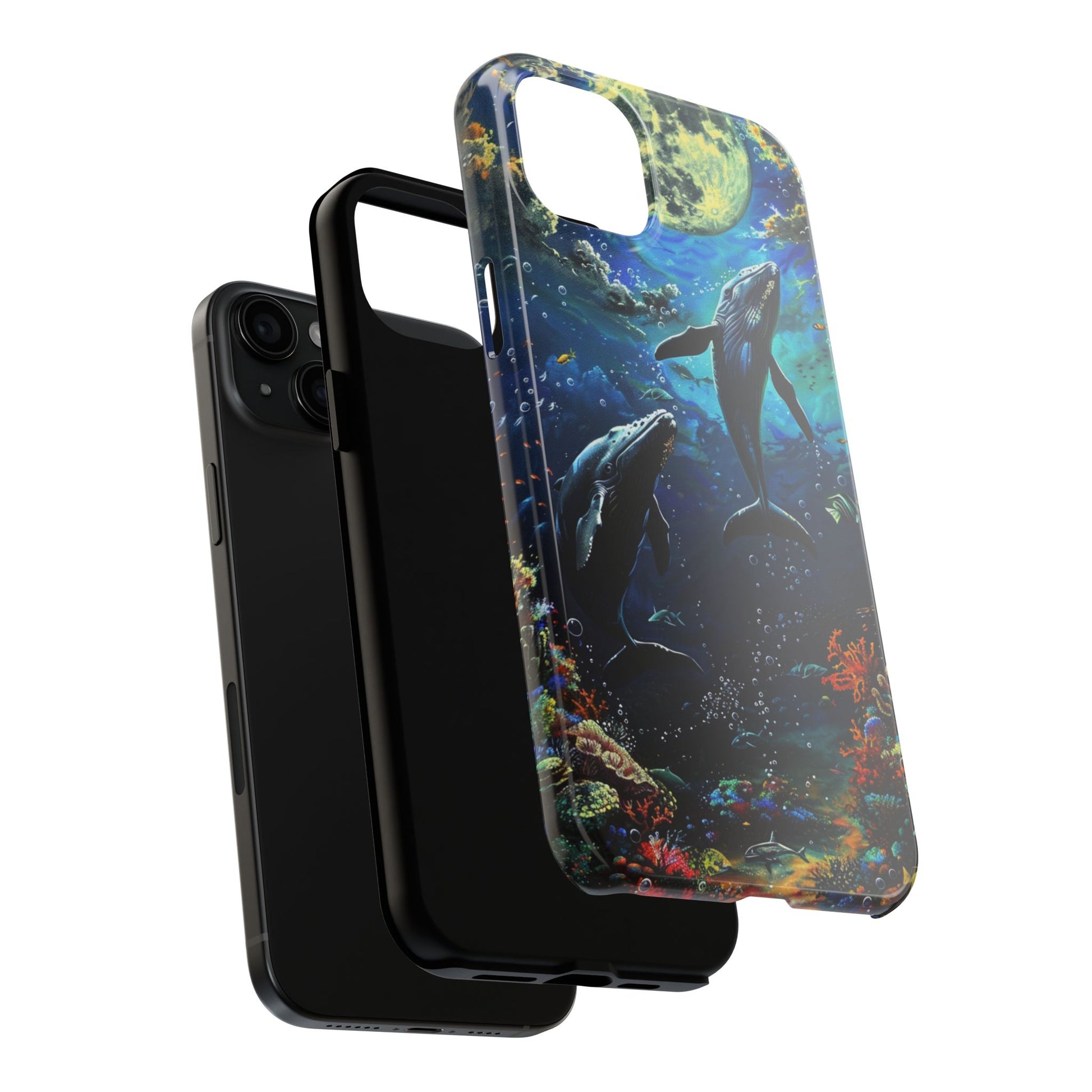 Moonlit Whales Underwater Phone Case - Durable and Stunning Protective Cover