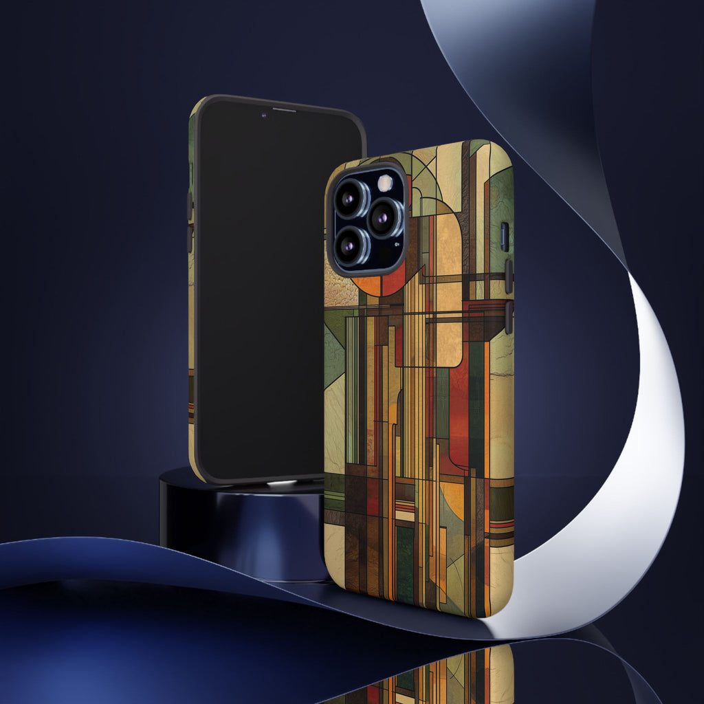 Prairie Style Frank Lloyd Wright Inspired Usonian Phone Case Geometric Stained Glass Art Deco 13 14 15 16 iPhone Pro Max Galaxy Pixel