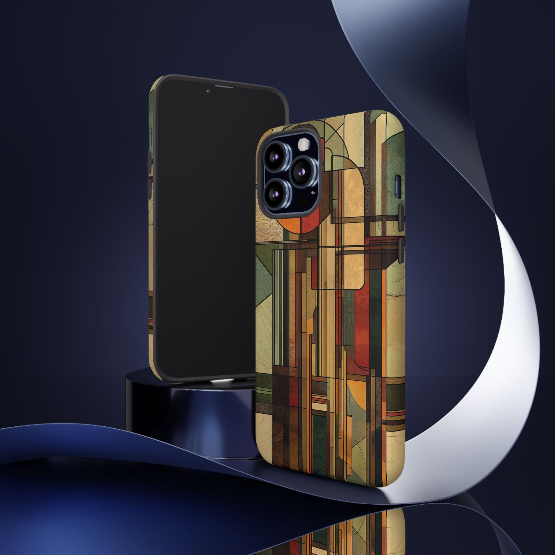 Prairie Style Frank Lloyd Wright Inspired Usonian Phone Case Geometric Stained Glass Art Deco 13 14 15 16 iPhone Pro Max Galaxy Pixel
