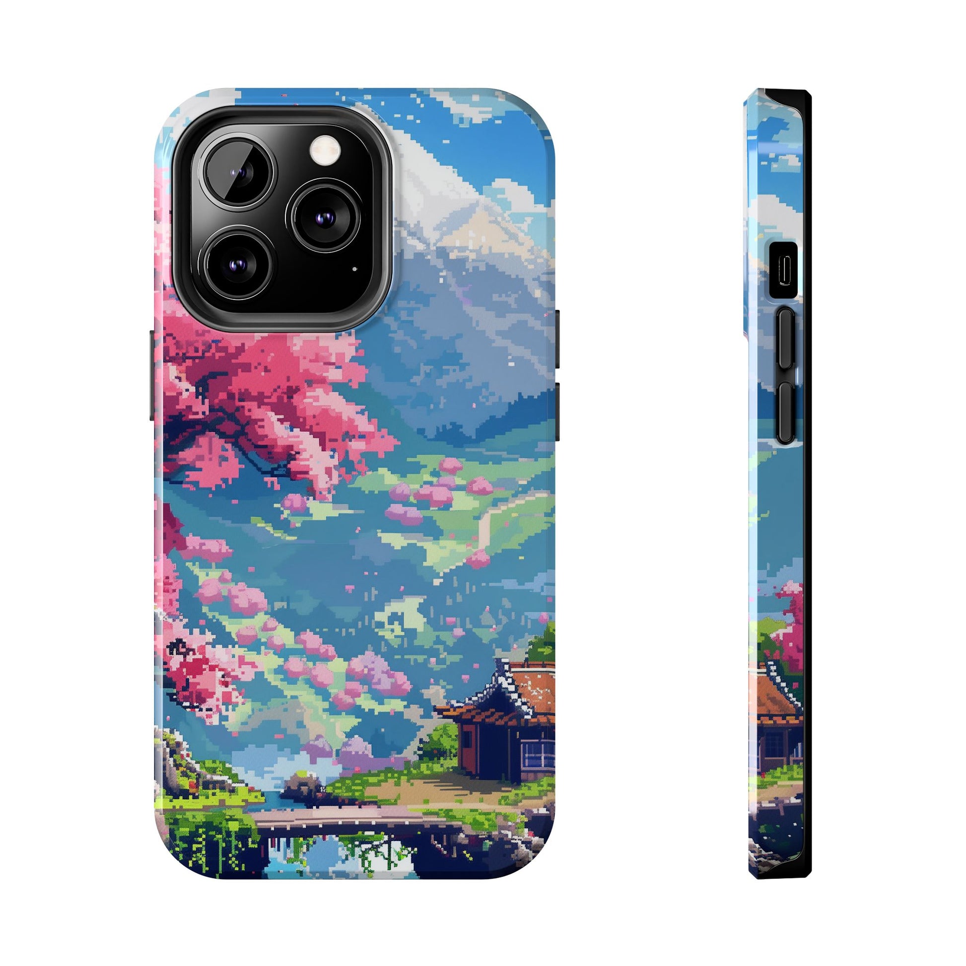 Pixel Art Video Game Landscapes Phone Case, Retro Gaming Pixelated Design, Geeky Gamer Phone Cover, Unique Video Game Art Accessories