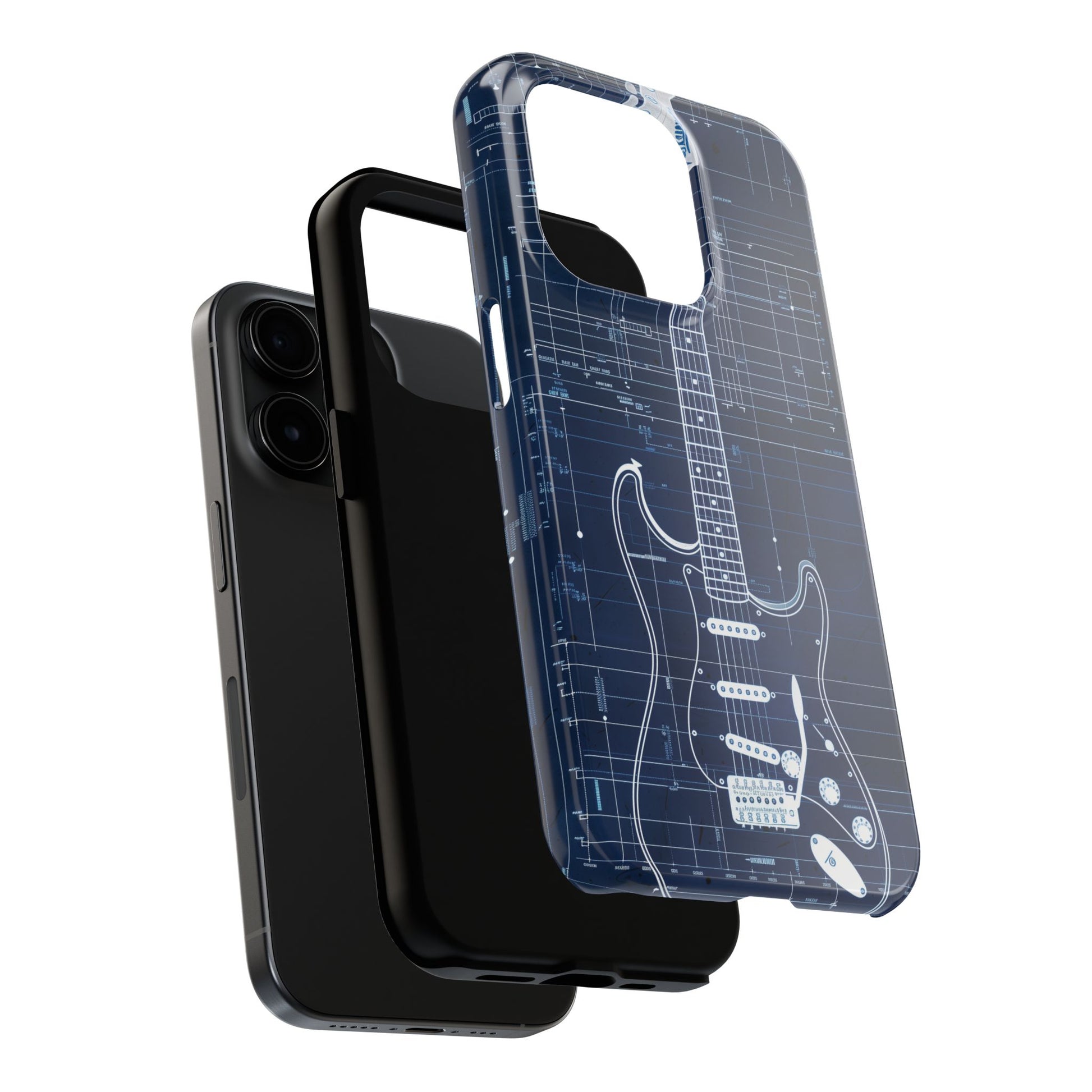 Guitar Phone Case, Guitar Blueprint iPhone Cover, Vintage Guitar Design, Custom iPhone Covers, Rock Music Phone Accessories, Musician Gift