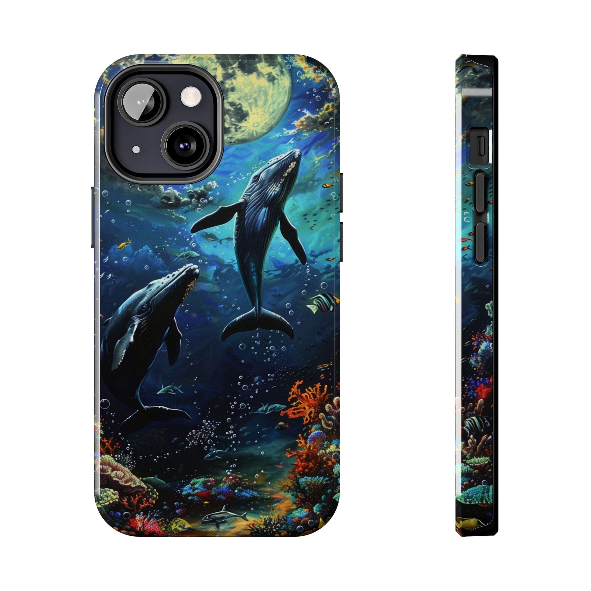 Moonlit Whales Underwater Phone Case - Durable and Stunning Protective Cover