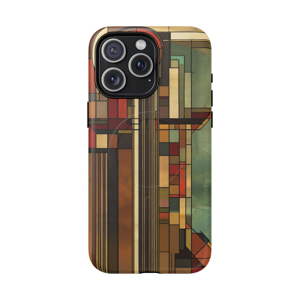 Magsafe Prairie Style Frank Lloyd Wright Usonian Phone Case Geometric Stained Glass Art Deco Marble 14 15 16 iPhone Pro Max